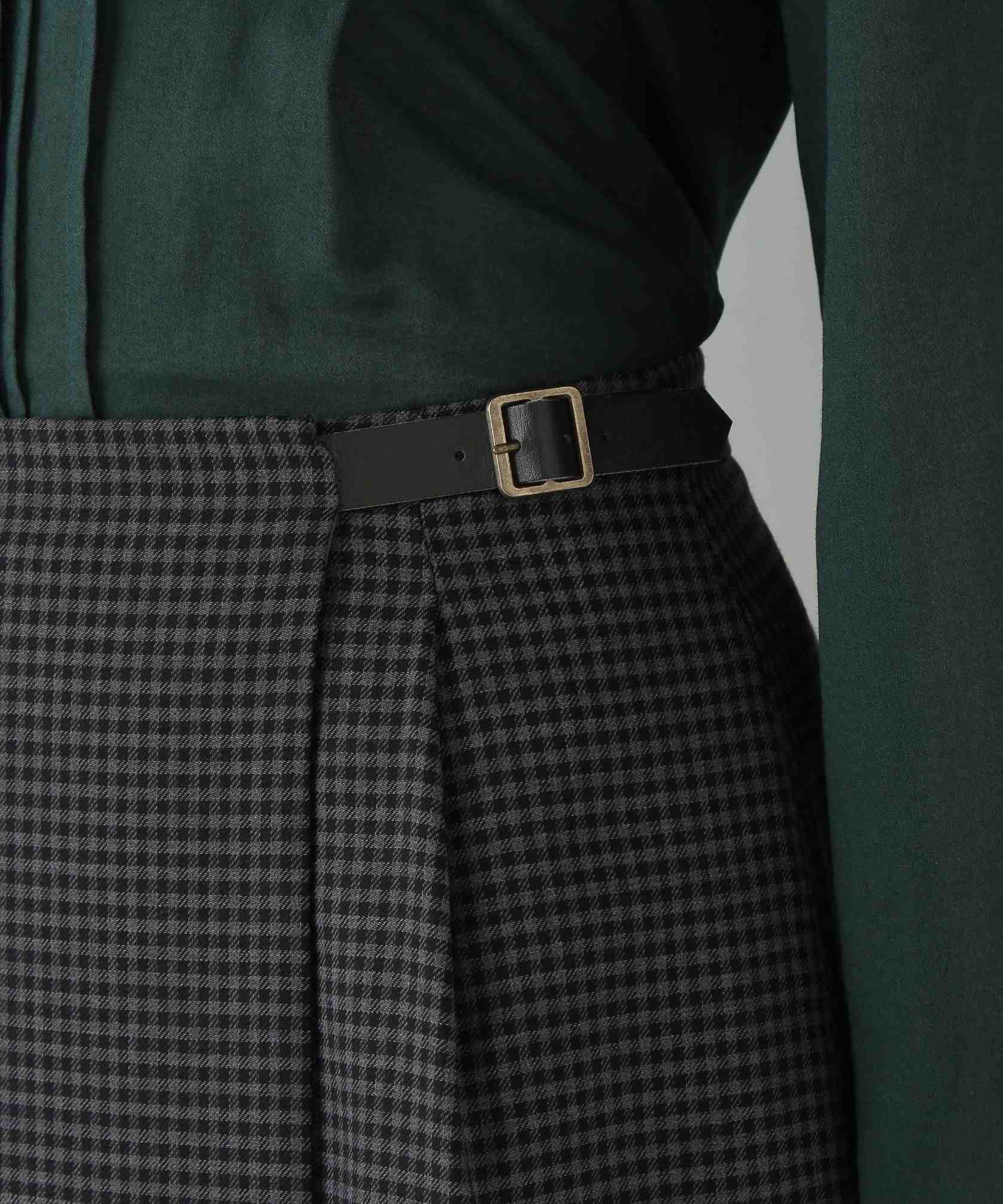 先染めチェックキルト風スカート グレーギンガムチェック3