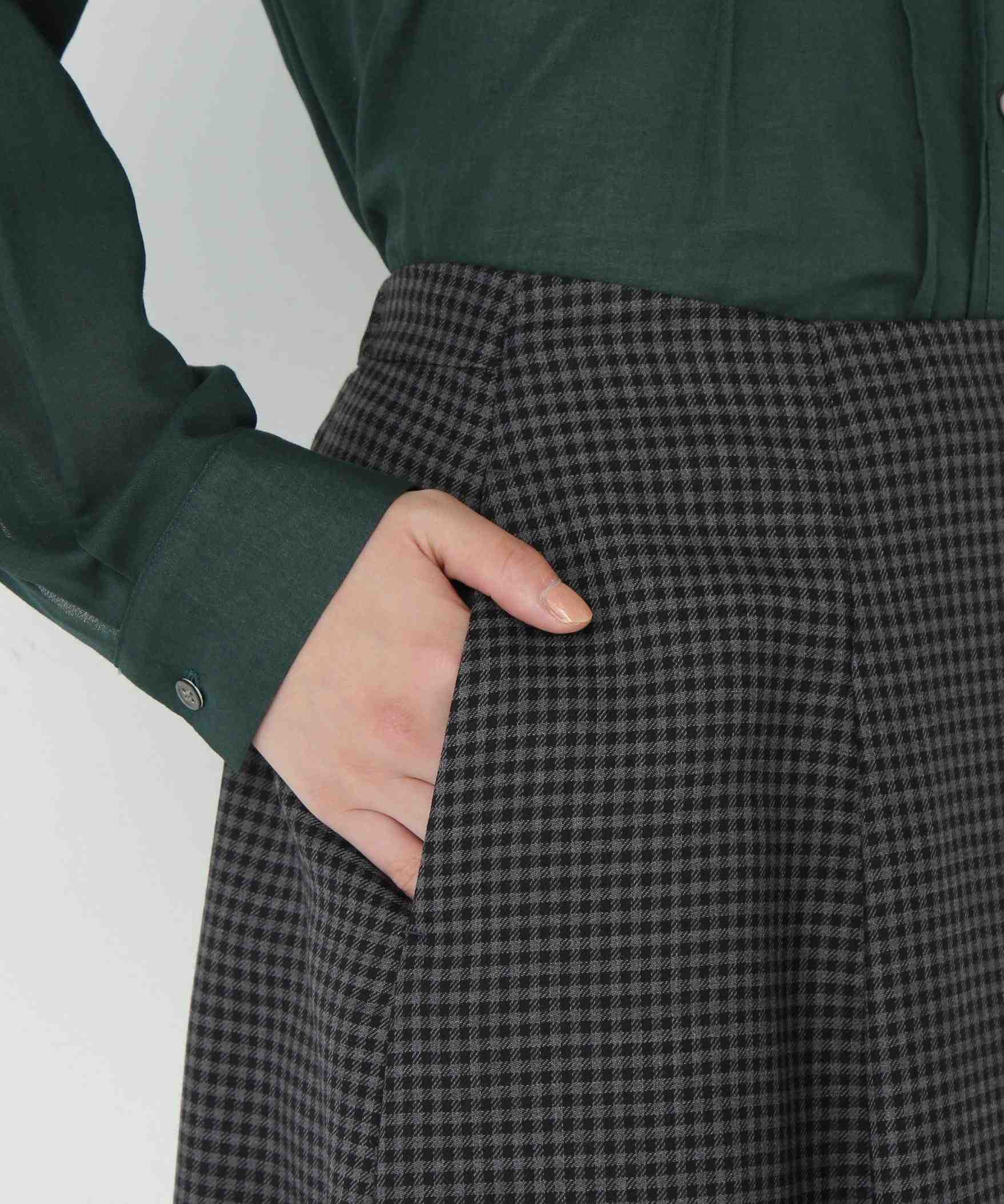 先染めチェックキルト風スカート グレーギンガムチェック3