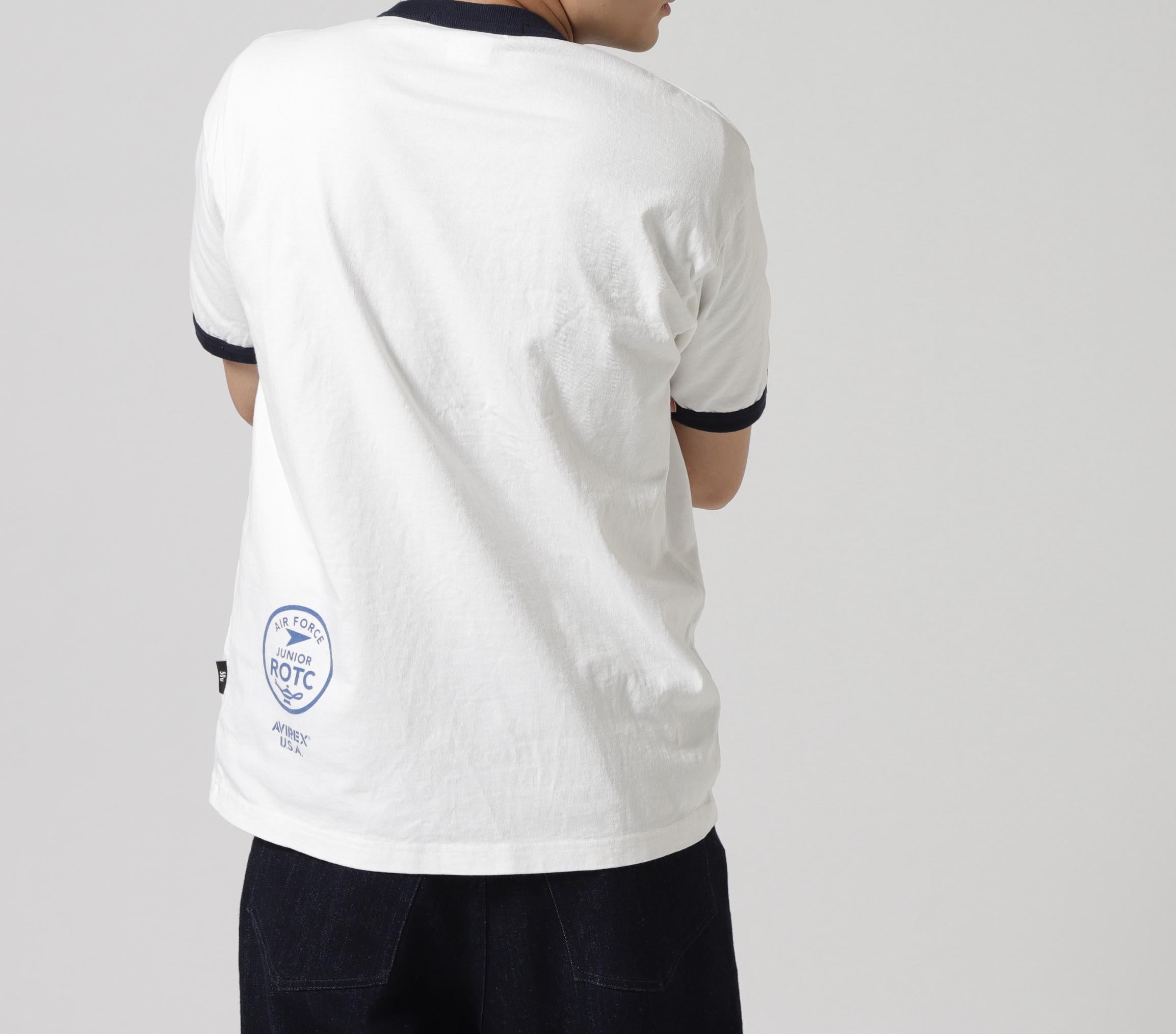 MIL. ACADEMY T-SHI>T "AF.J>" / ミリタリーアカデミー 半袖Tシャツ / AVI>EX / アヴィレックス ホワイト