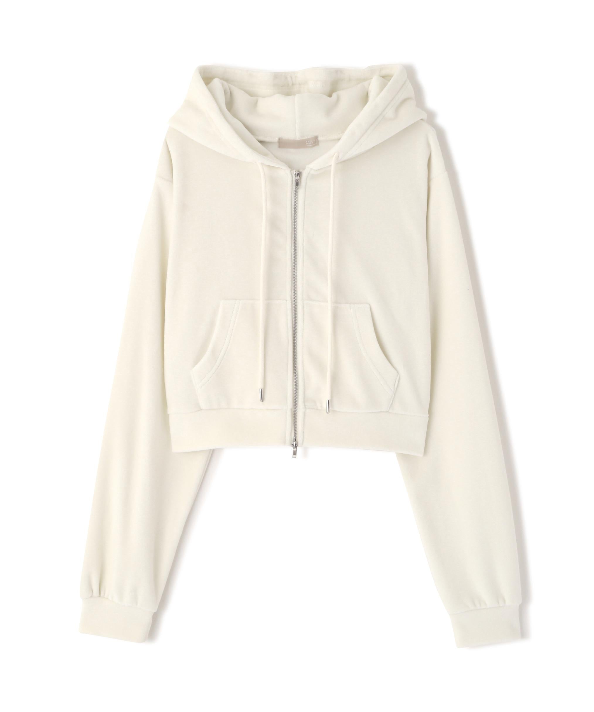 Wジップベロアパーカー オフ白