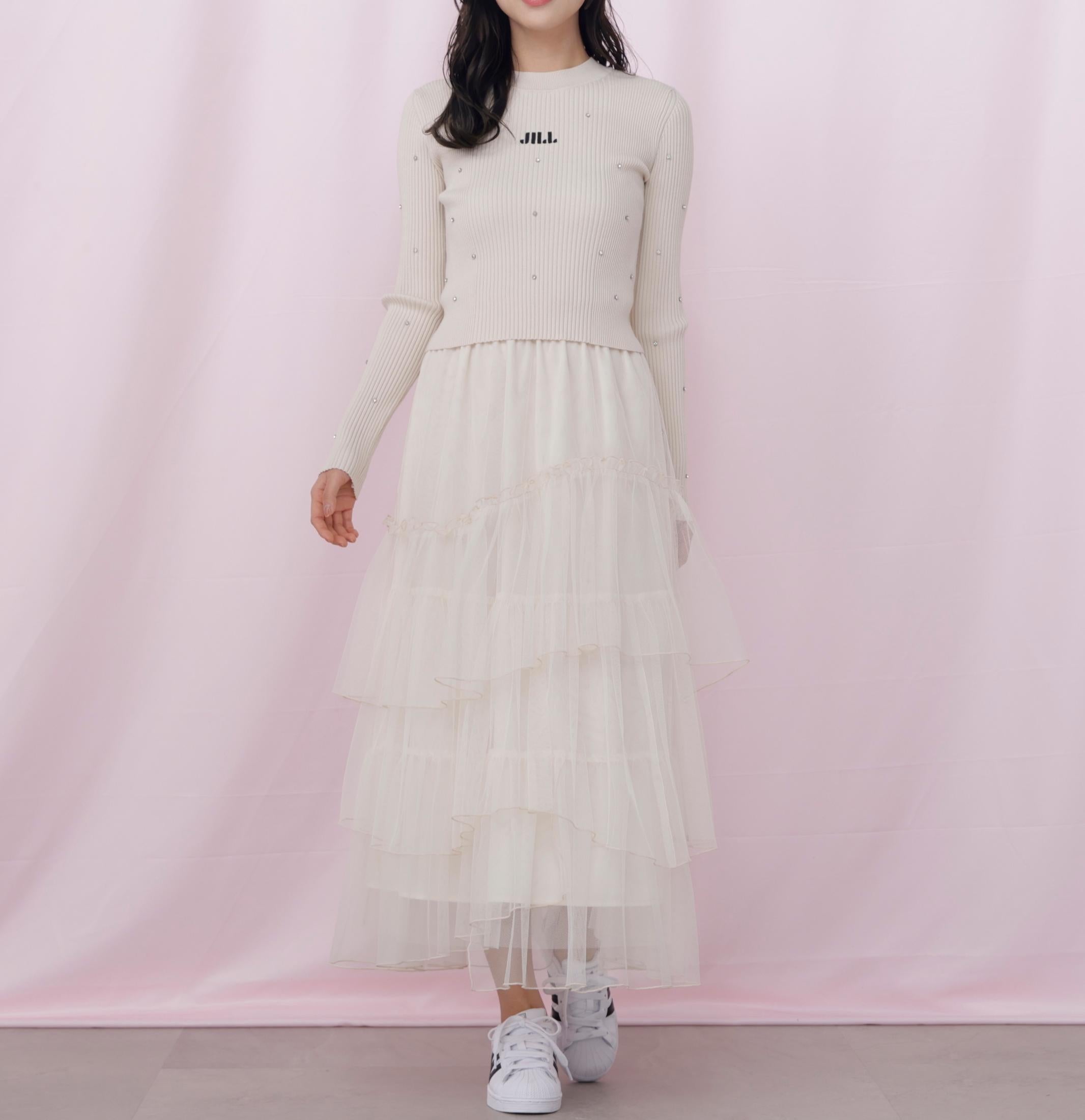 チュールランダムティアードスカート エクリュ