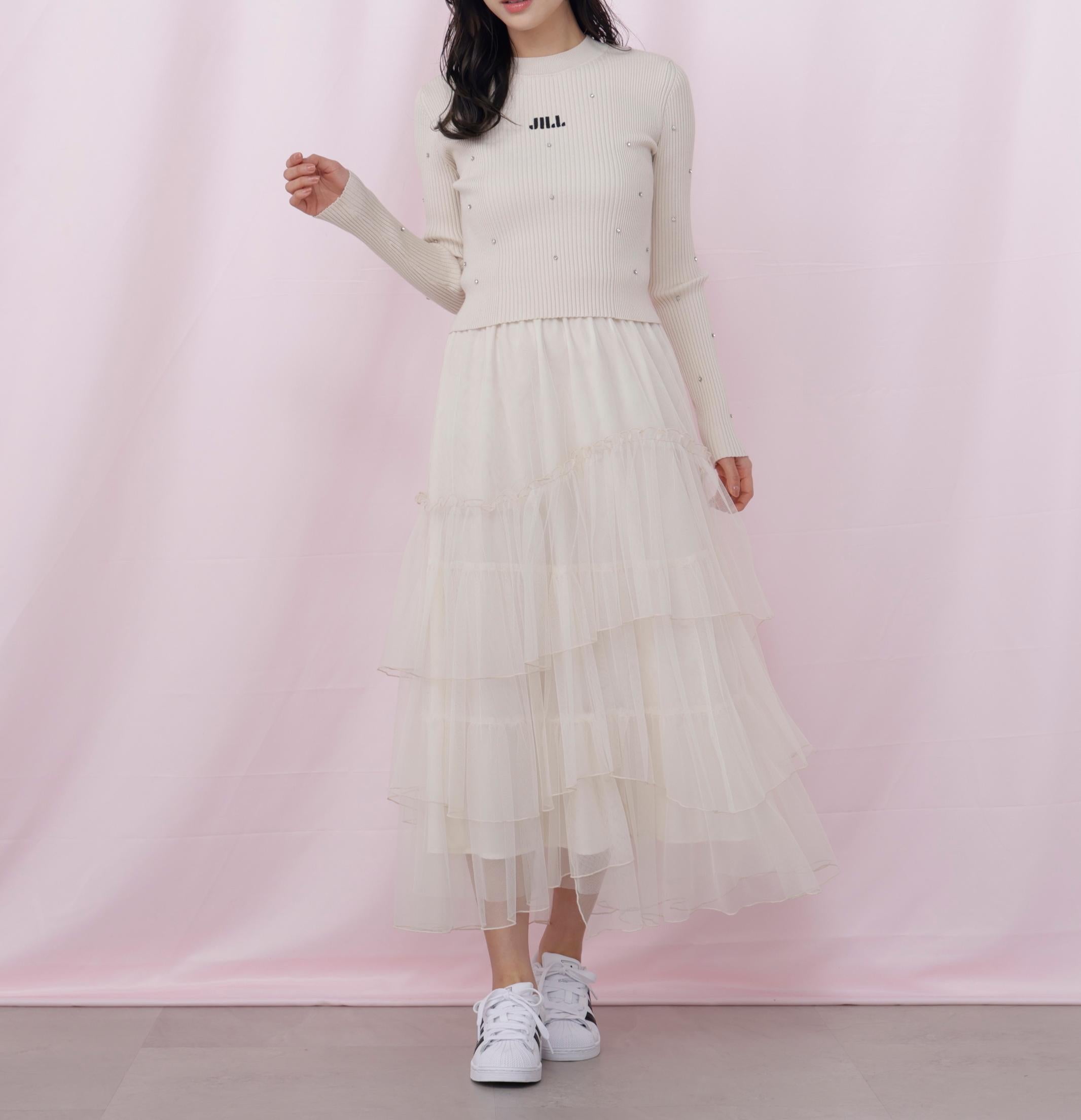 チュールランダムティアードスカート エクリュ