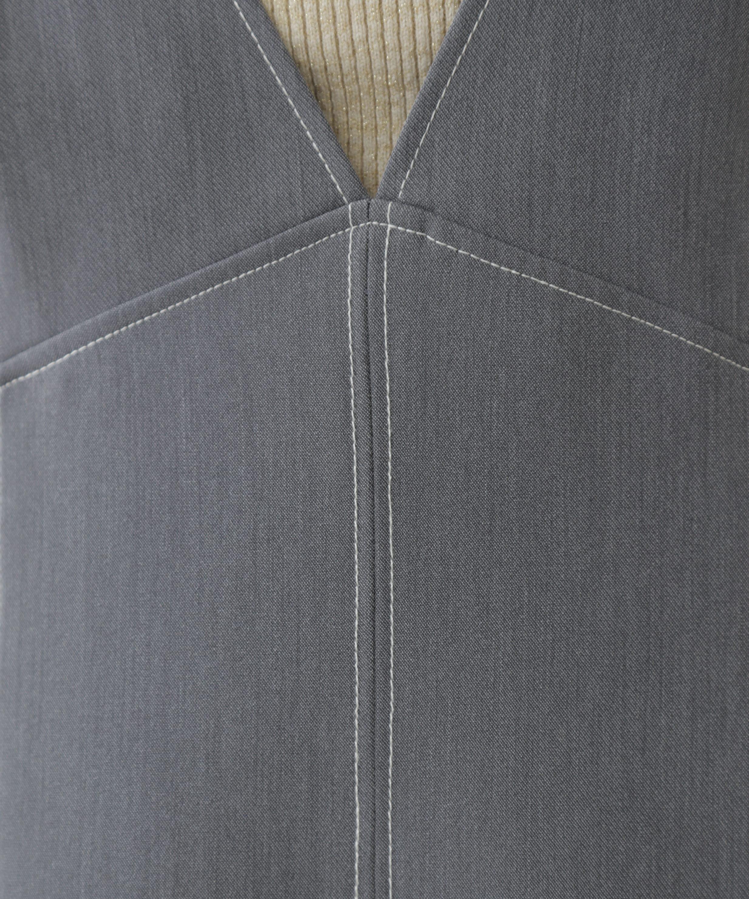 配色ステッチジャンスカ グレー