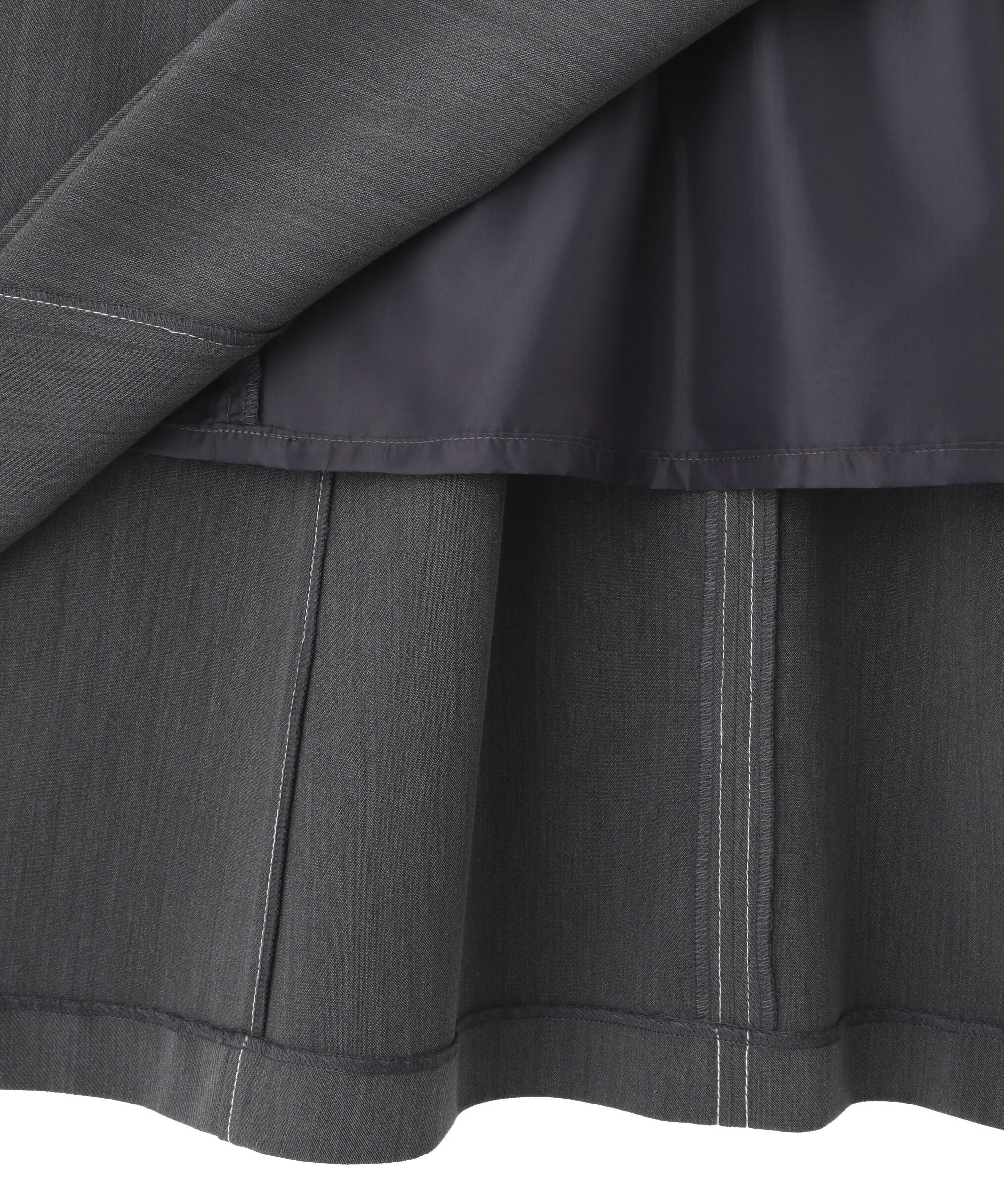 配色ステッチジャンスカ グレー