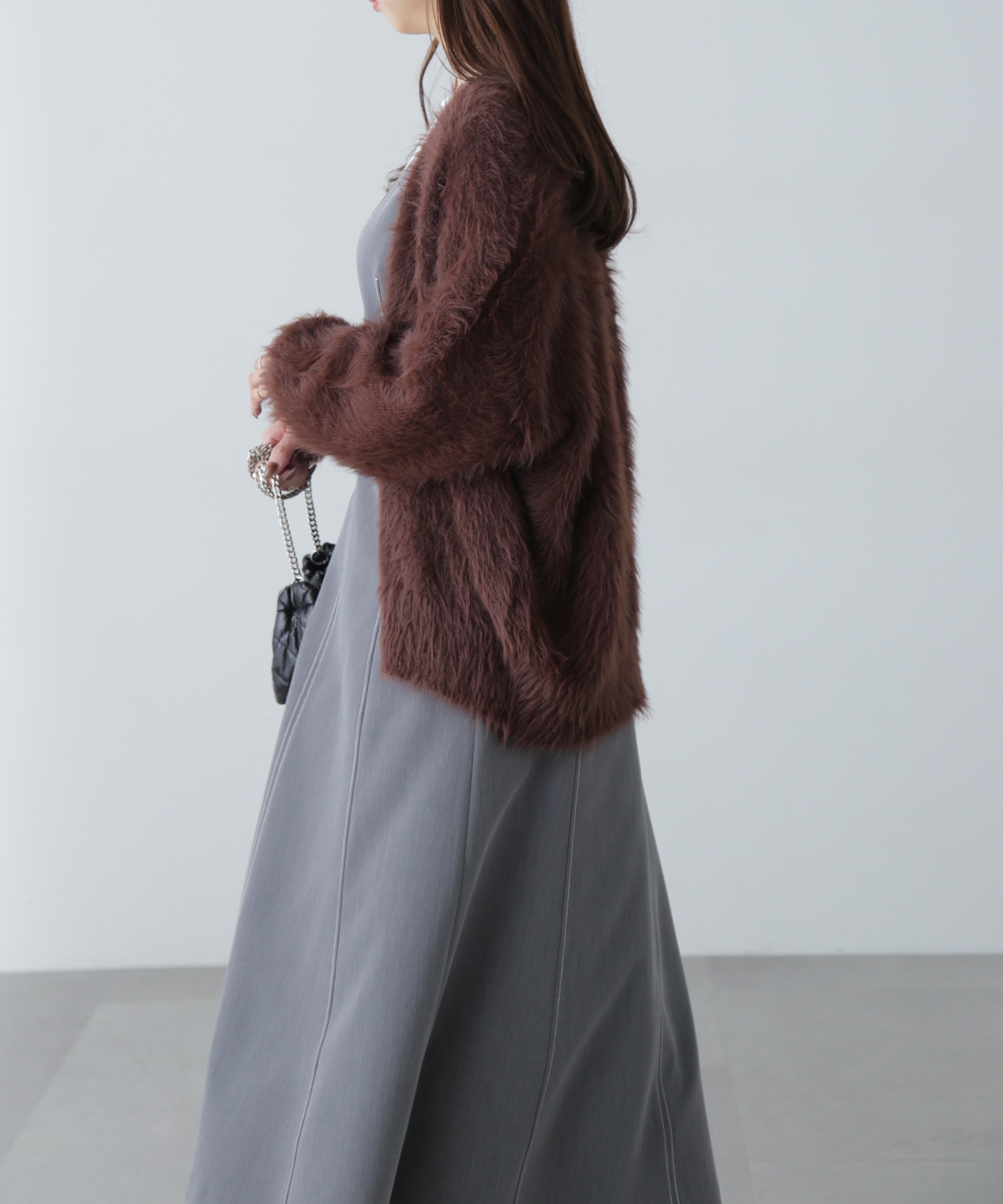 配色ステッチジャンスカ グレー