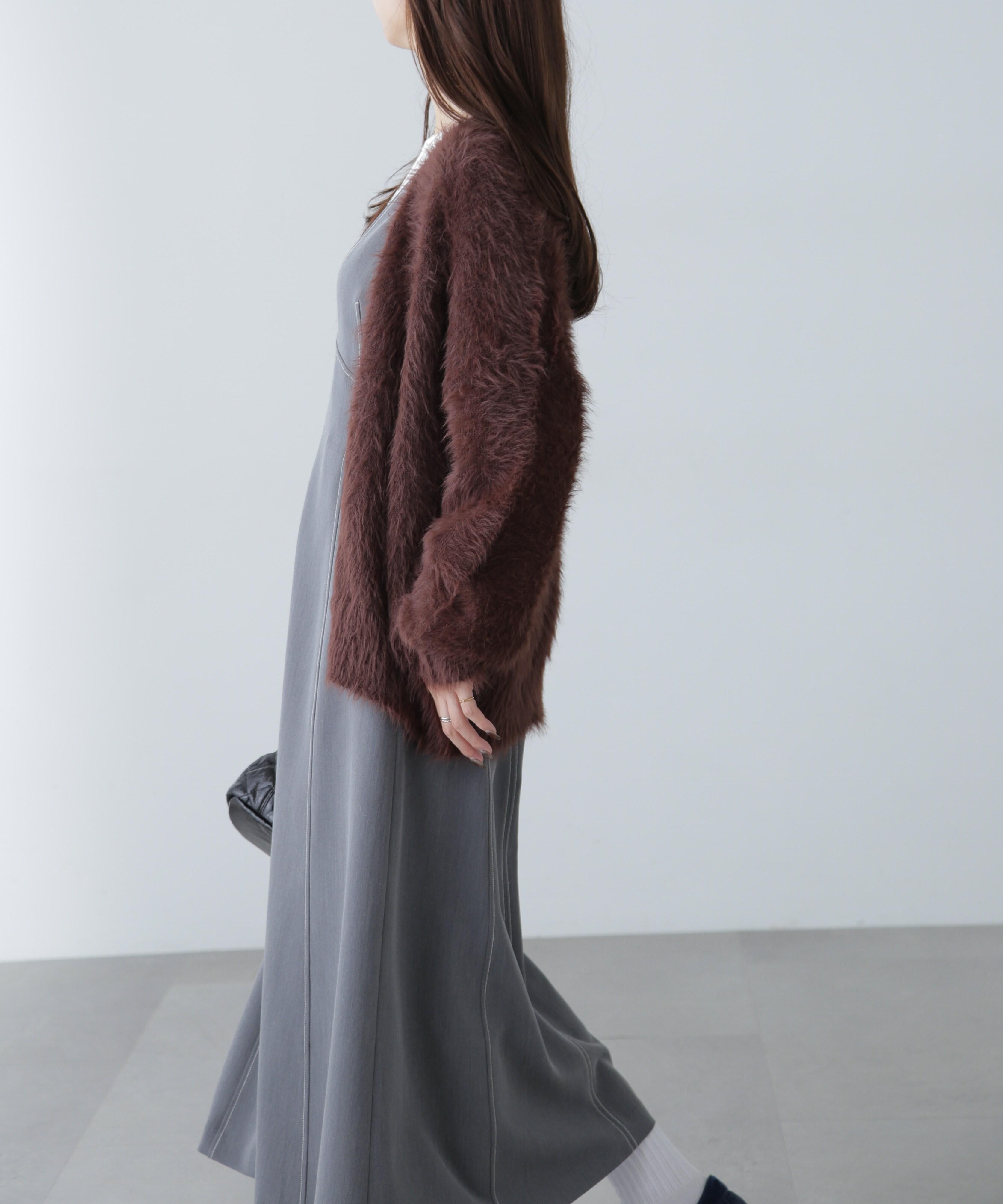 配色ステッチジャンスカ グレー