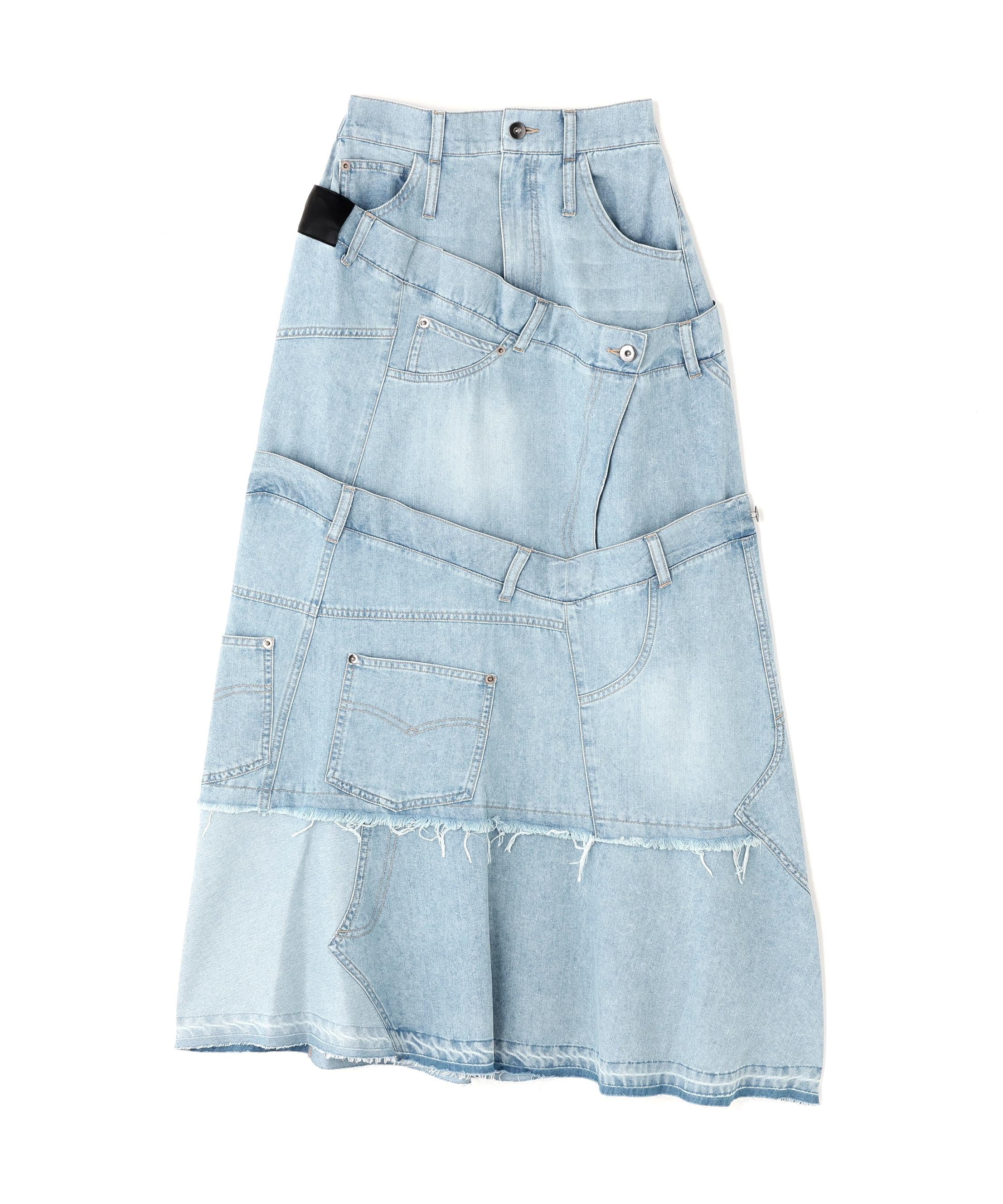 AULA AILA/アウラアイラ/別注デニムリメイクスカート ブルー