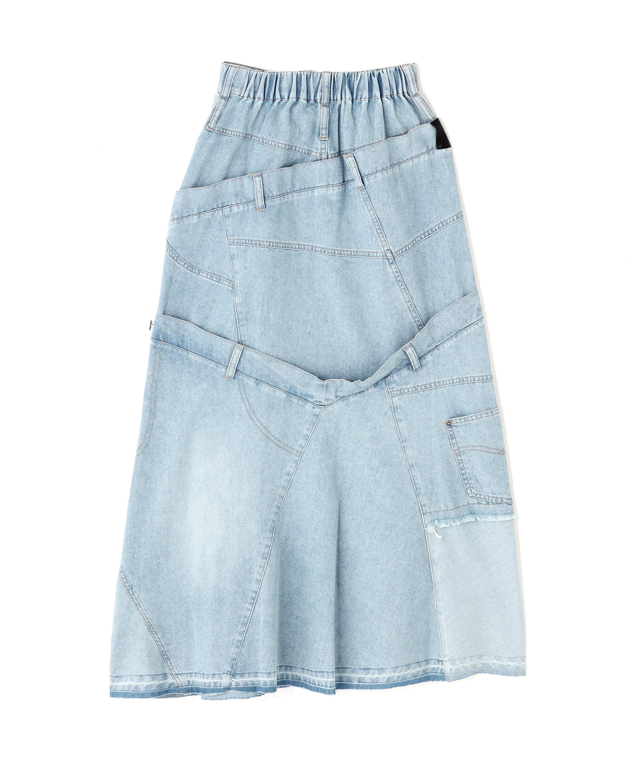 AULA AILA/アウラアイラ/別注デニムリメイクスカート ブルー