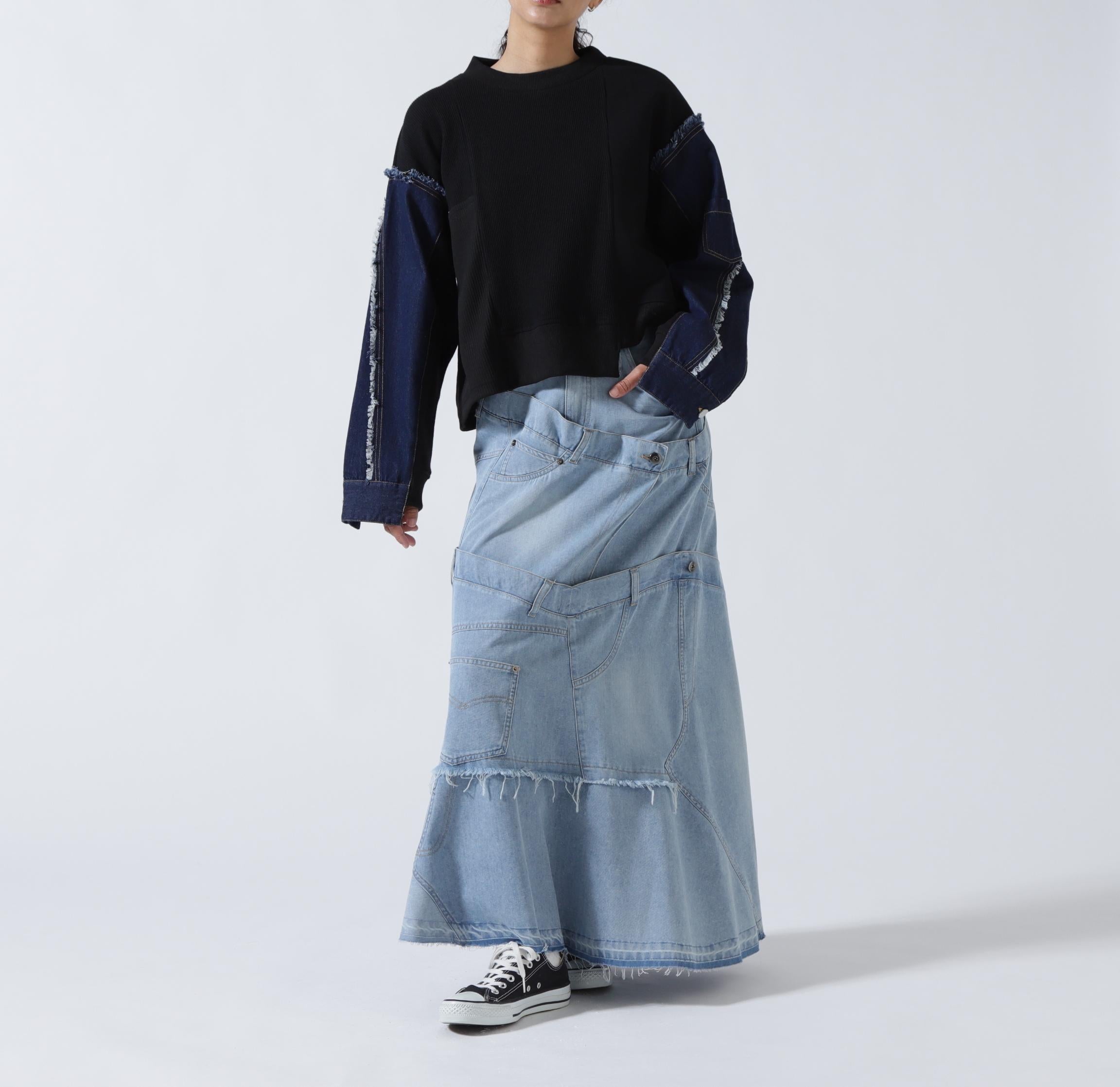 AULA AILA/アウラアイラ/別注デニムリメイクスカート ブルー