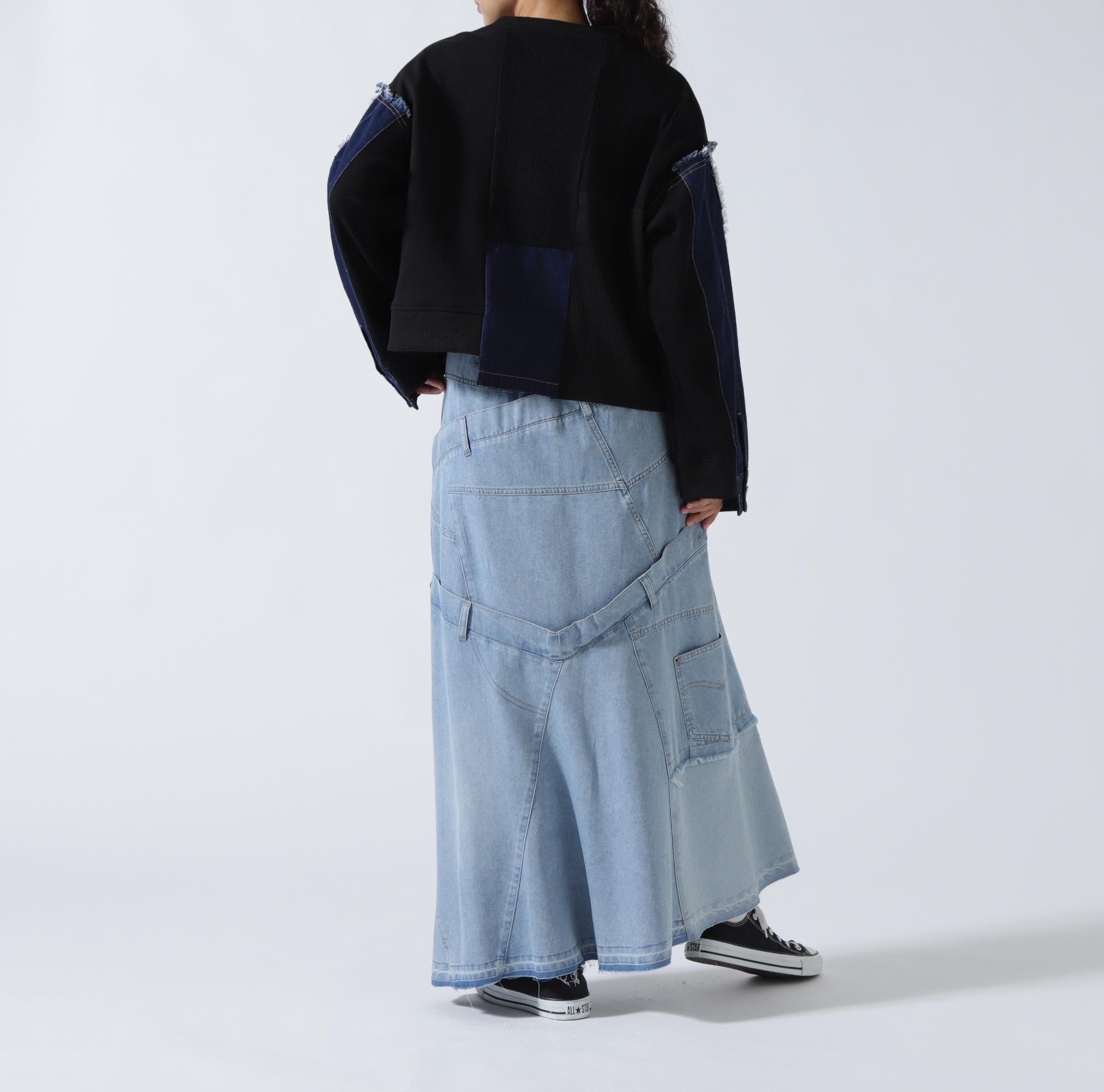 AULA AILA/アウラアイラ/別注デニムリメイクスカート ブルー