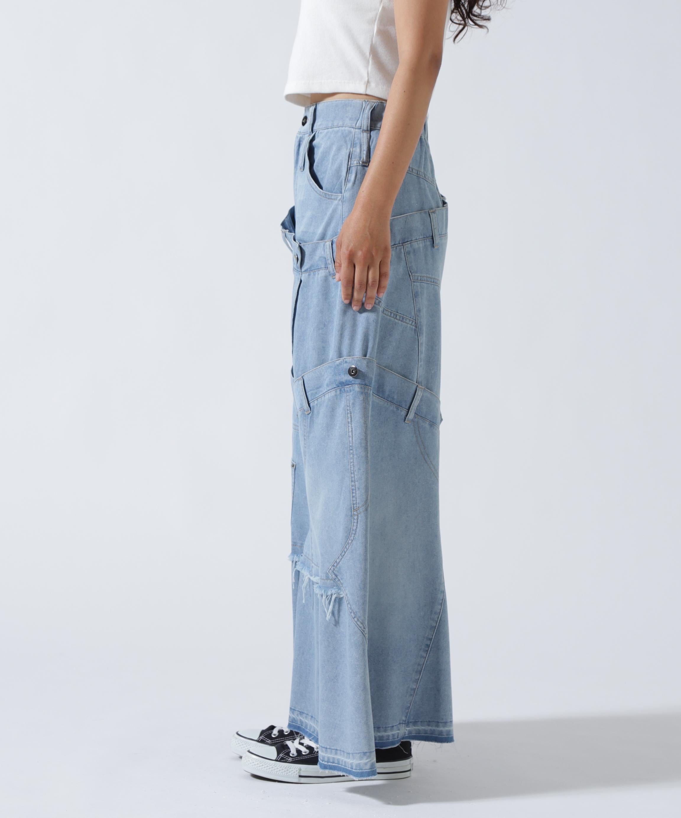 AULA AILA/アウラアイラ/別注デニムリメイクスカート ブルー