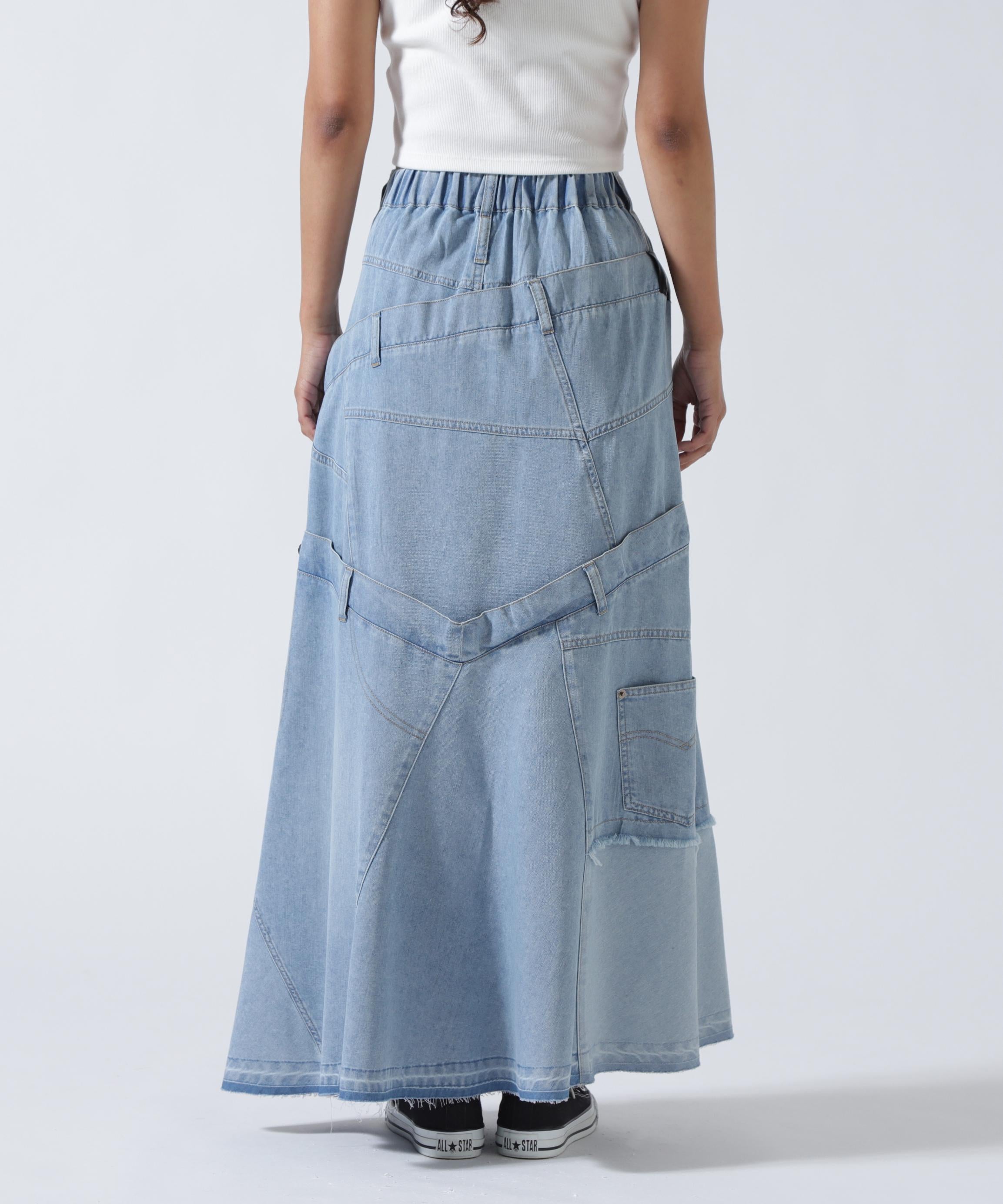 AULA AILA/アウラアイラ/別注デニムリメイクスカート ブルー