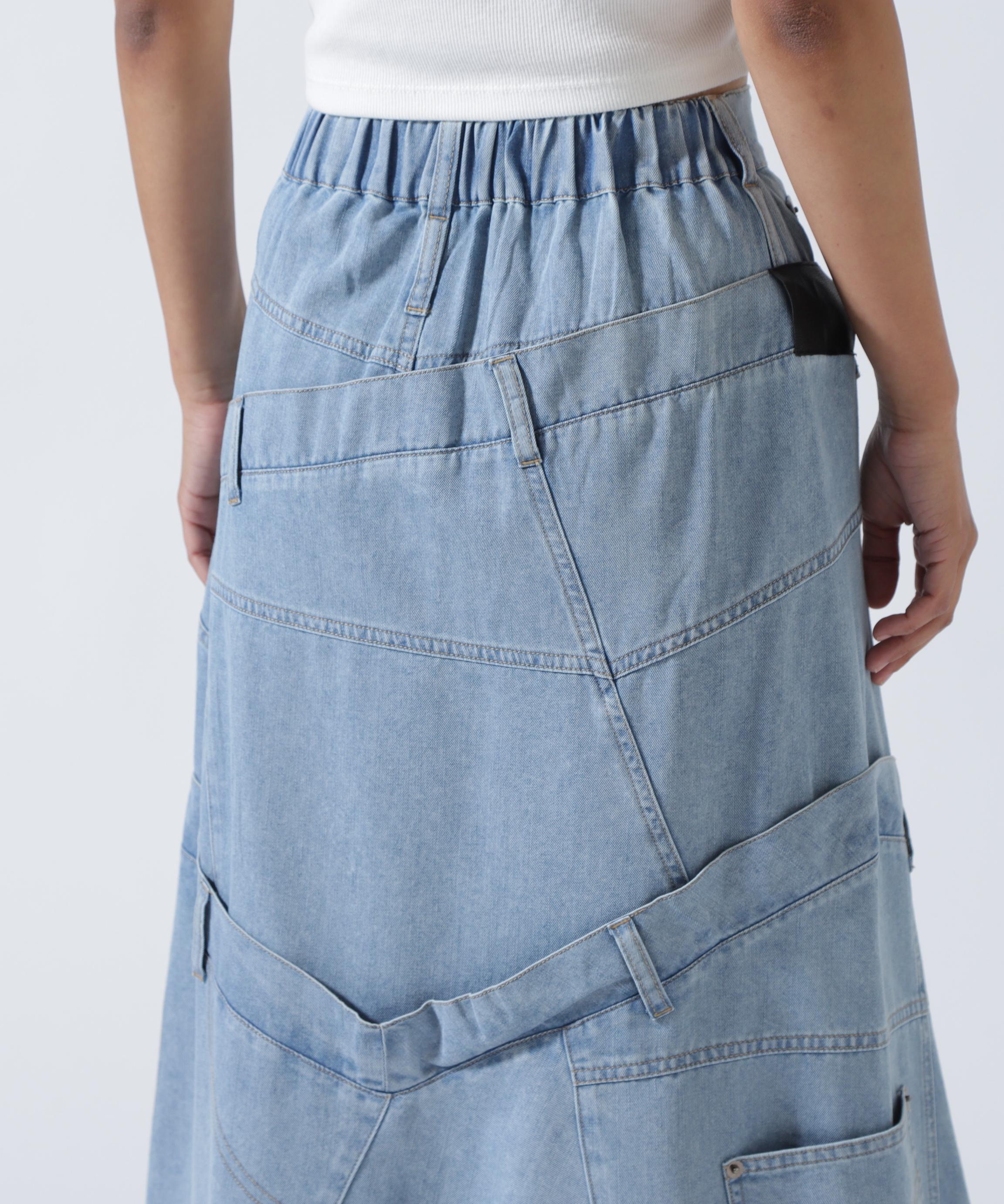 AULA AILA/アウラアイラ/別注デニムリメイクスカート ブルー