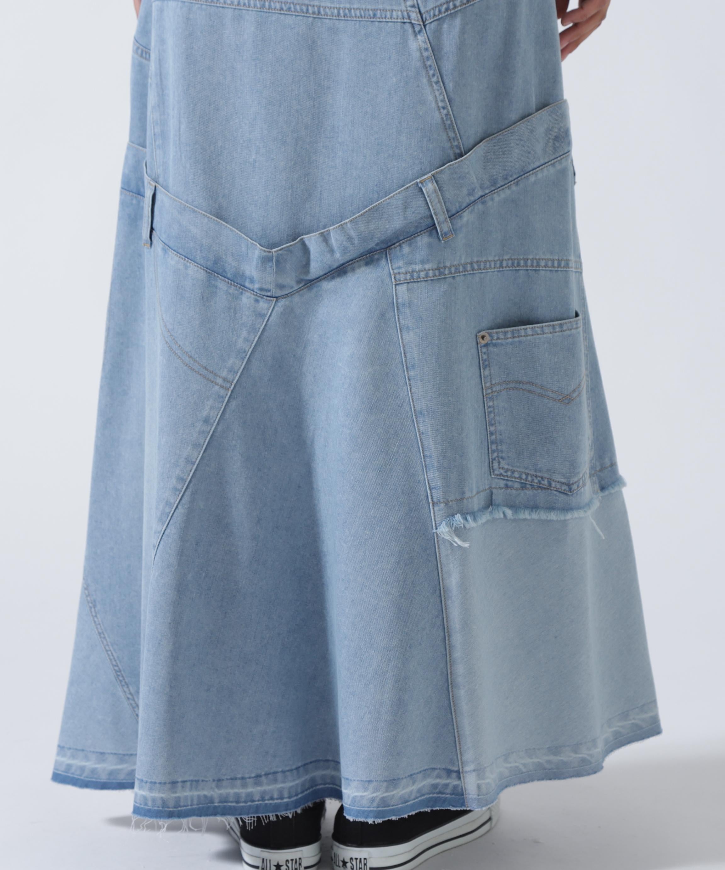 AULA AILA/アウラアイラ/別注デニムリメイクスカート ブルー