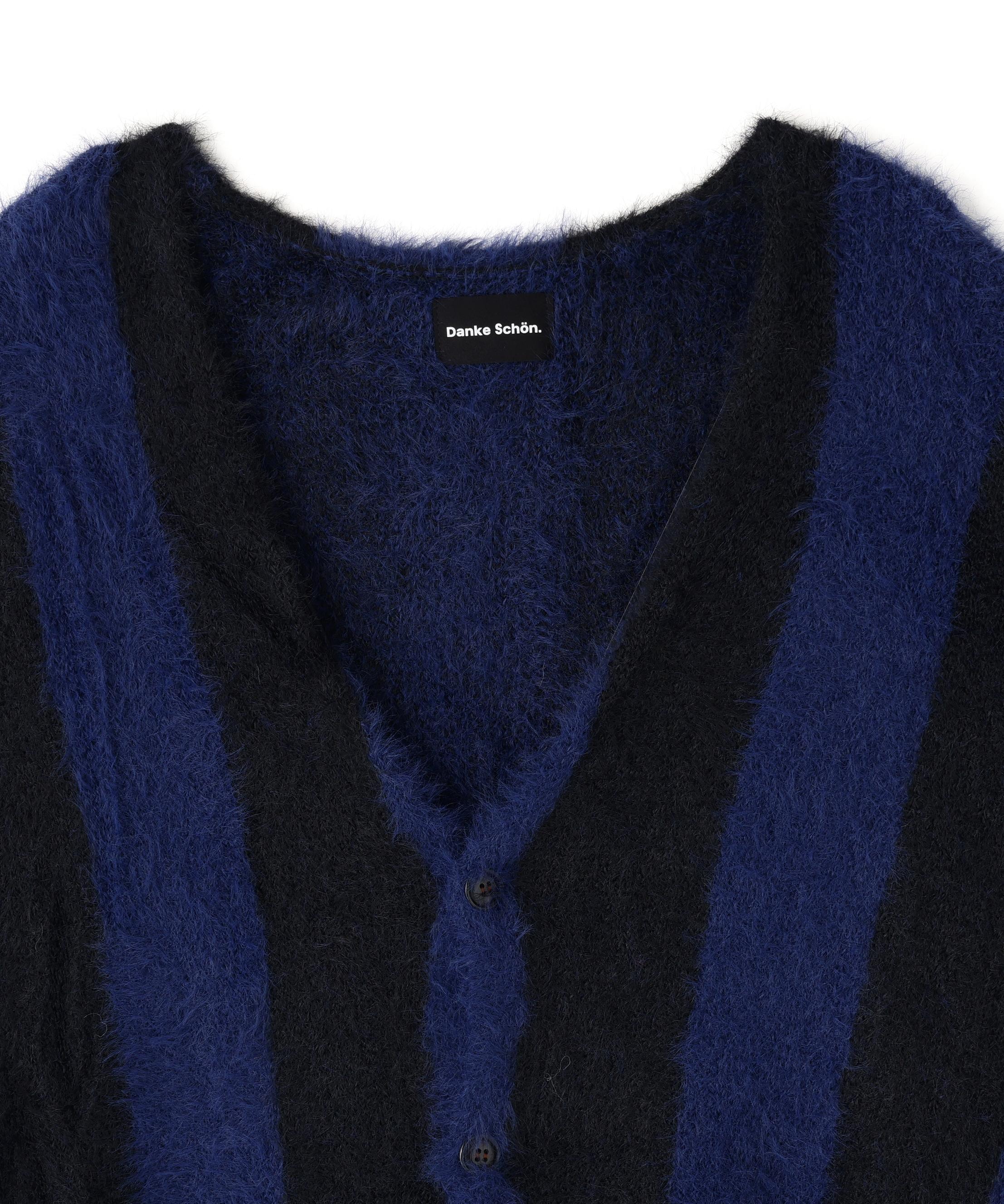 DankeSchon/ダンケシェーン/SHAGGY STRIPE CARDIGAN ブラック