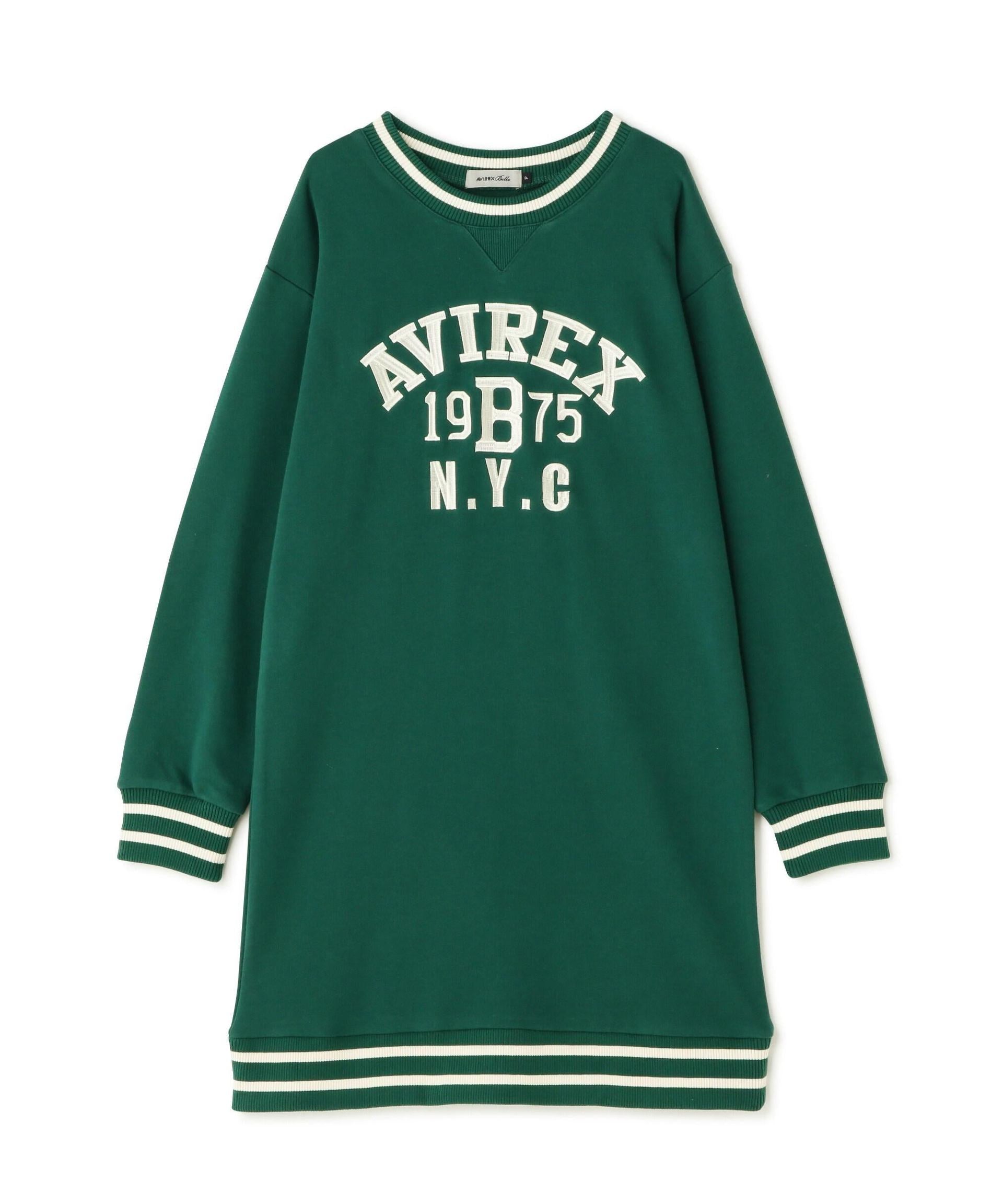 ≪WEB&DEPOT限定≫SWEAT PATCH ONEPIECE/ スウェットパッチワンピース グリーン