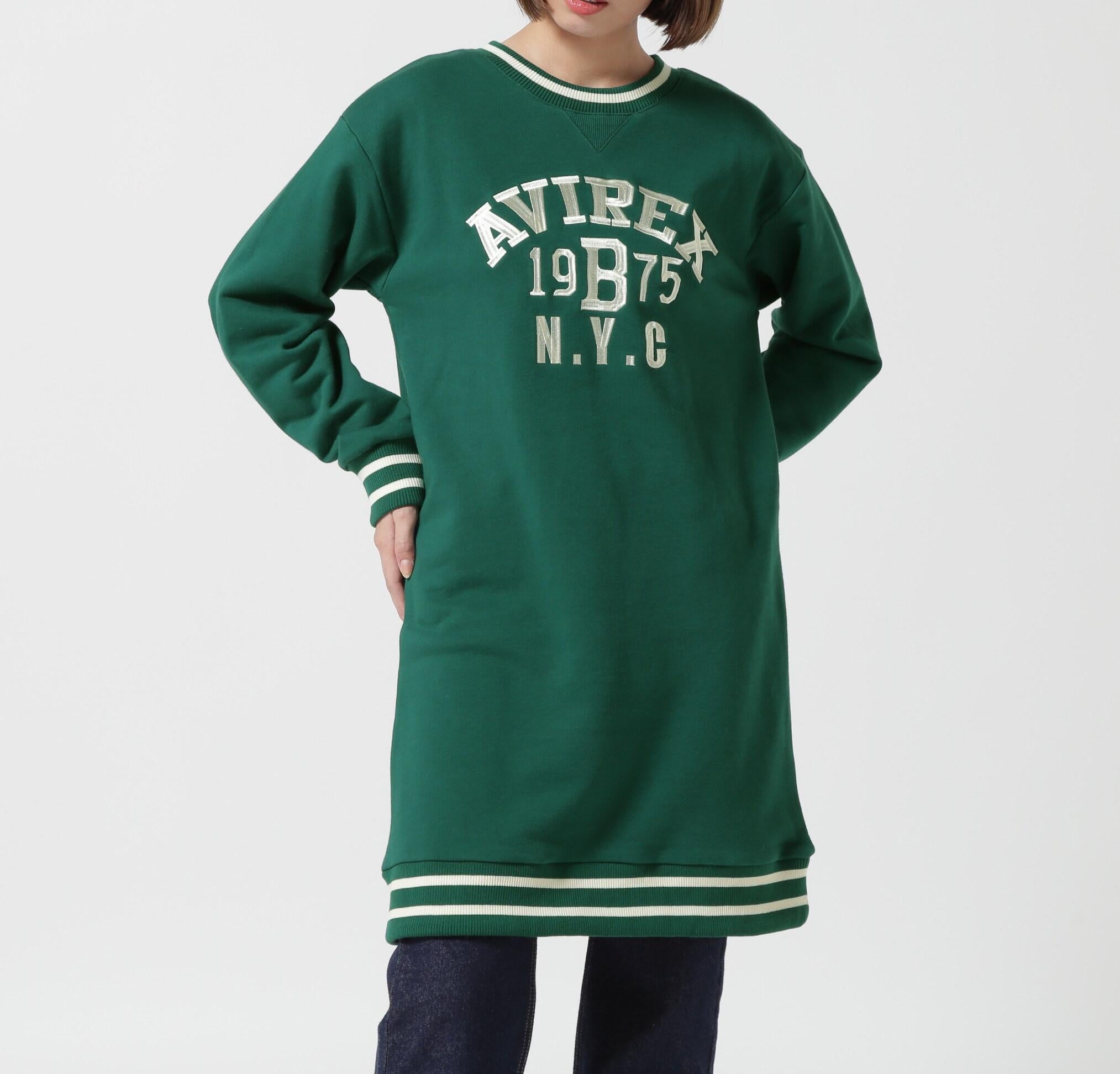 ≪WEB&DEPOT限定≫SWEAT PATCH ONEPIECE/ スウェットパッチワンピース グリーン