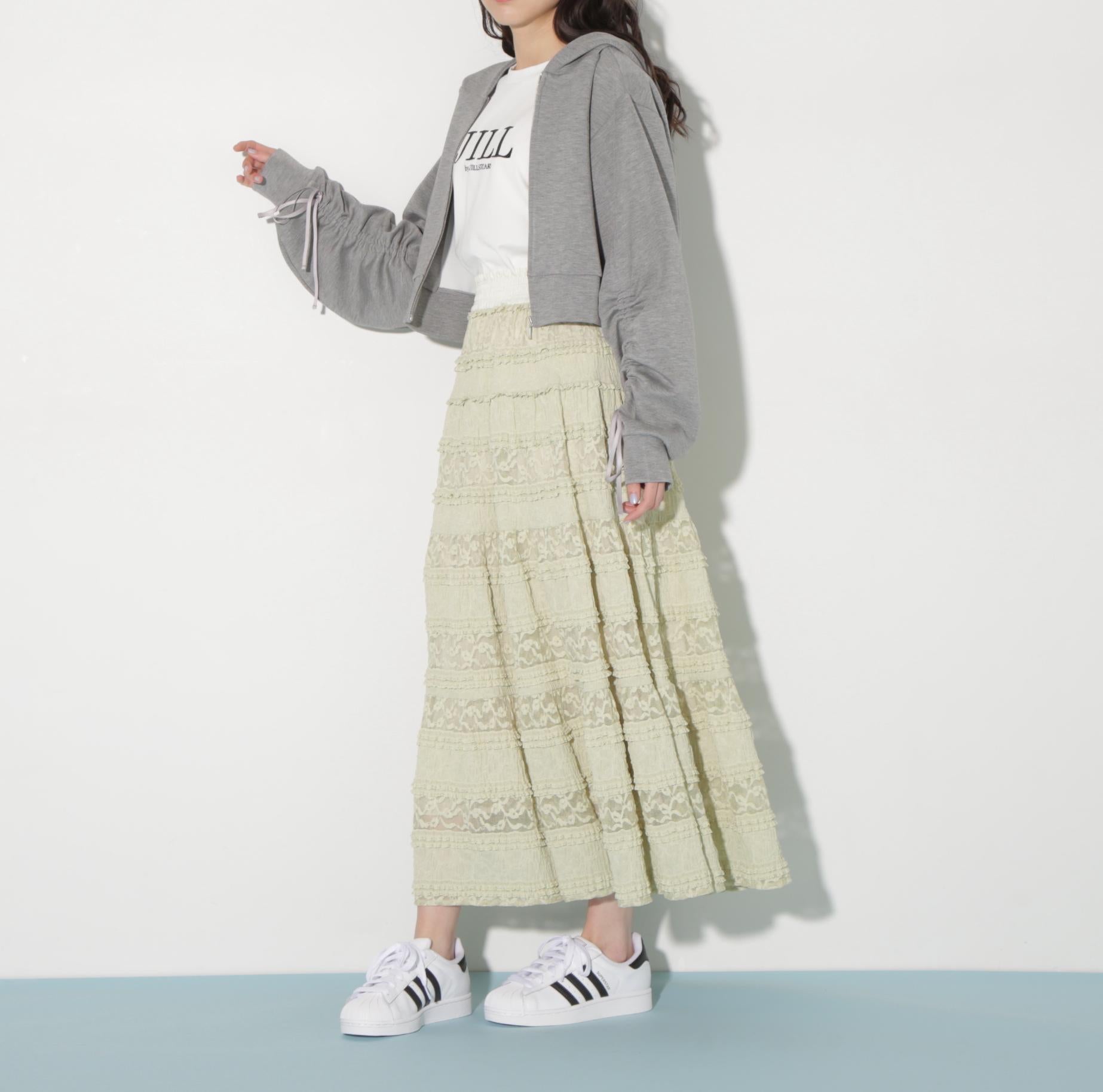 ティアードレーススカート グリーン