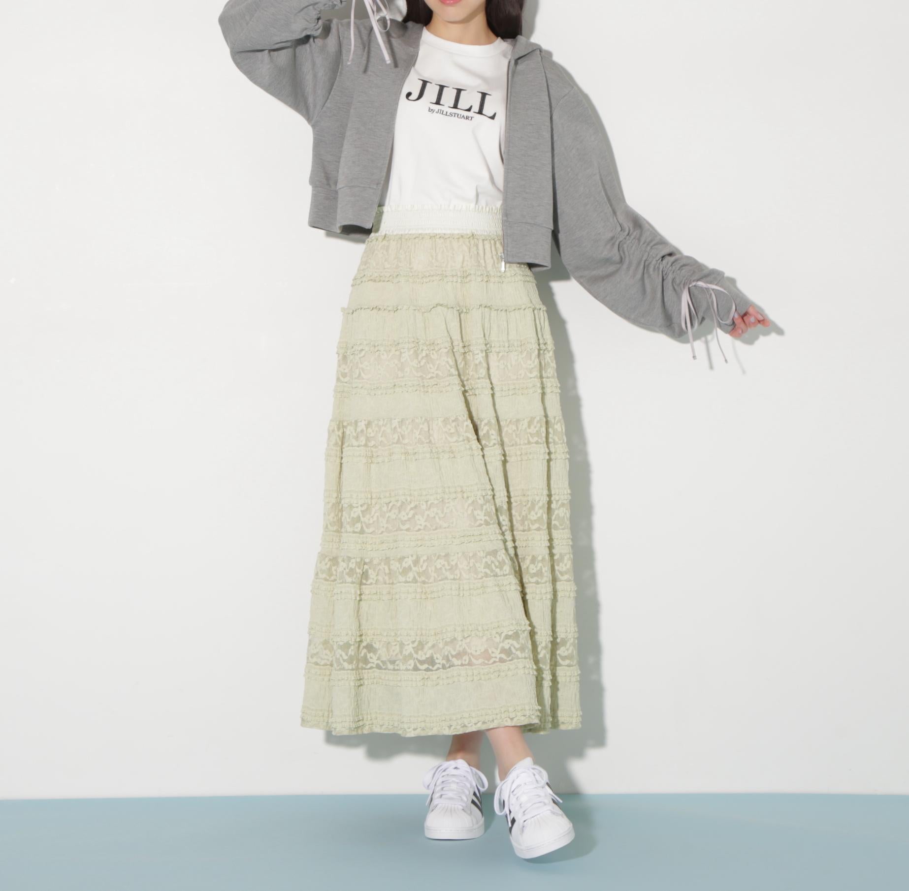 ティアードレーススカート グリーン
