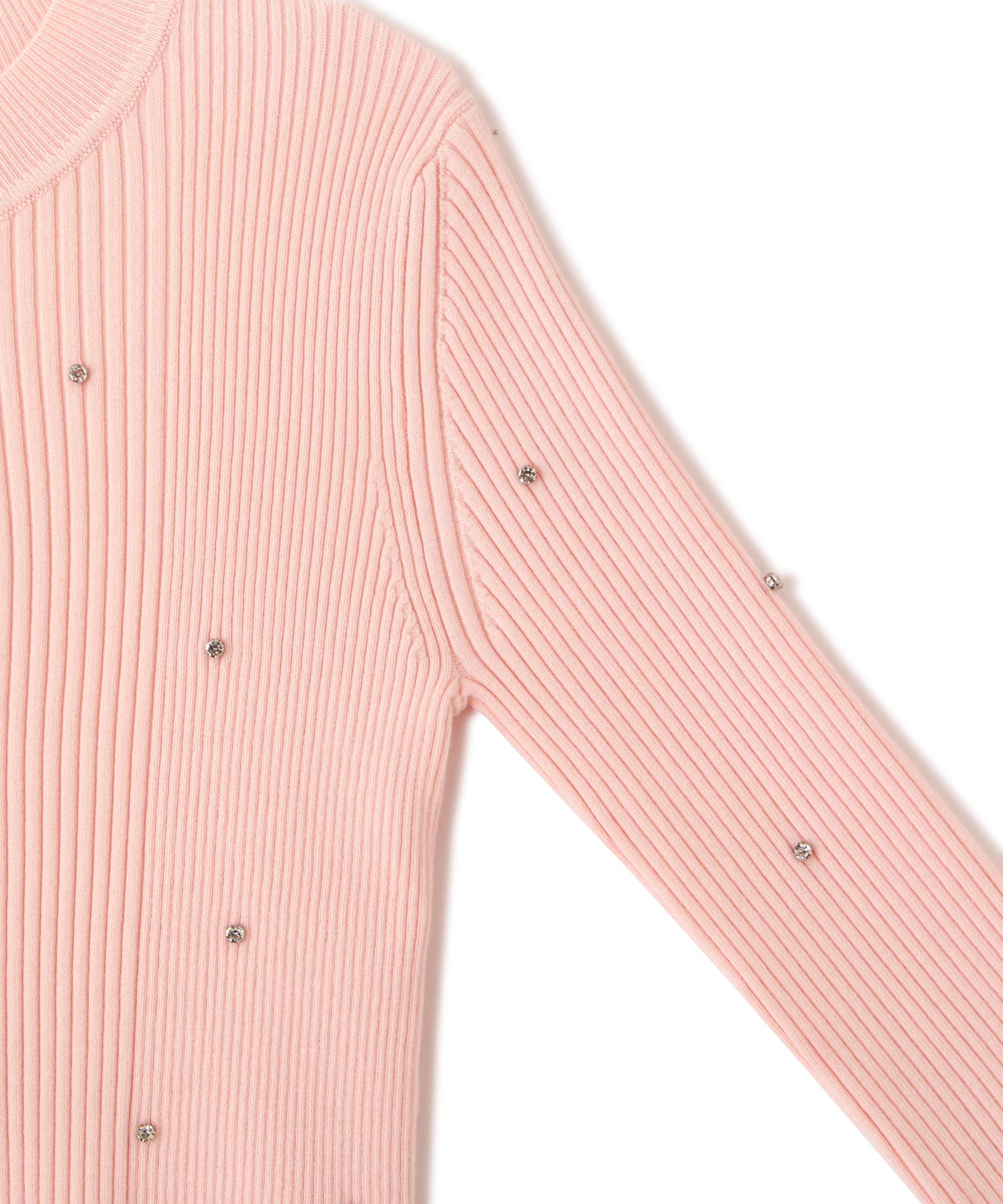 ビジューコンパクトロゴニット ピンク