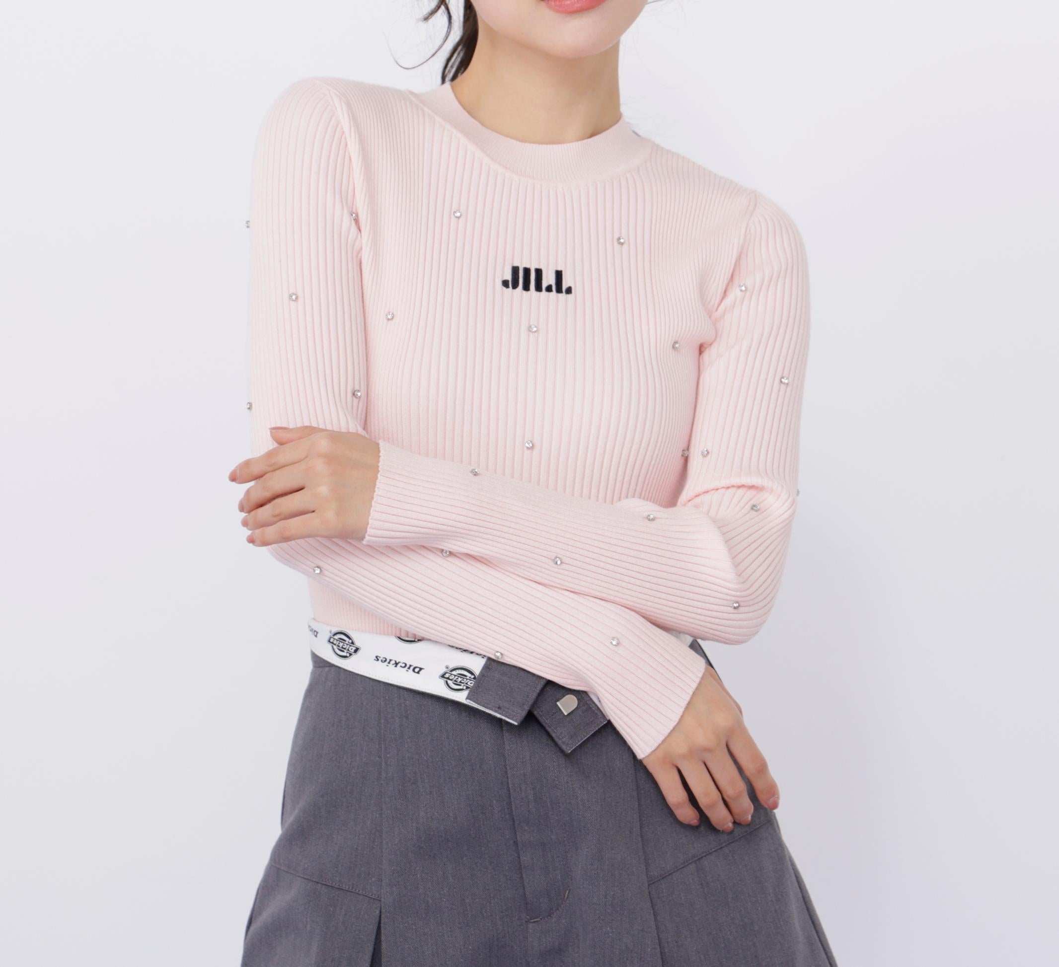 ビジューコンパクトロゴニット ピンク