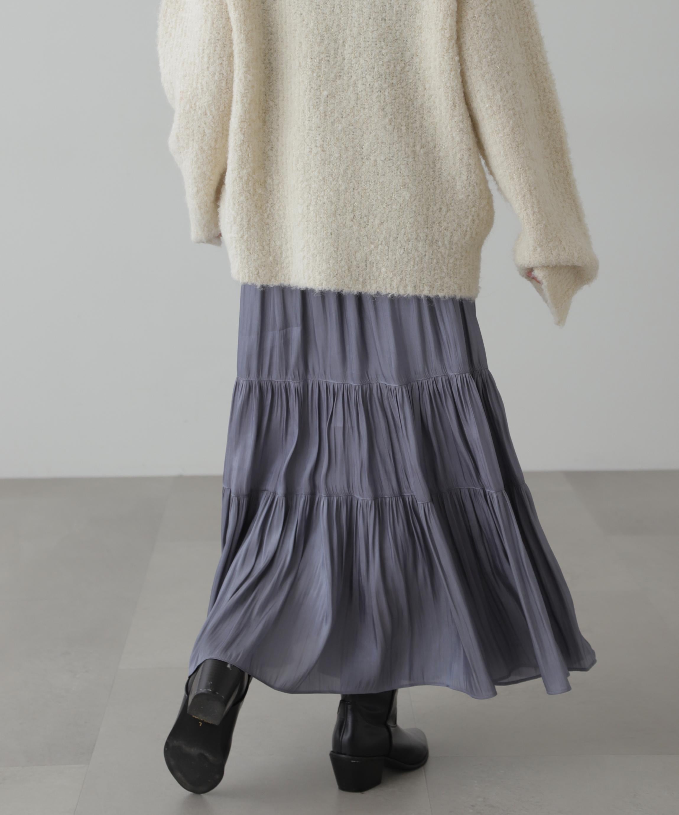 シャイニーティアードスカート ブルー