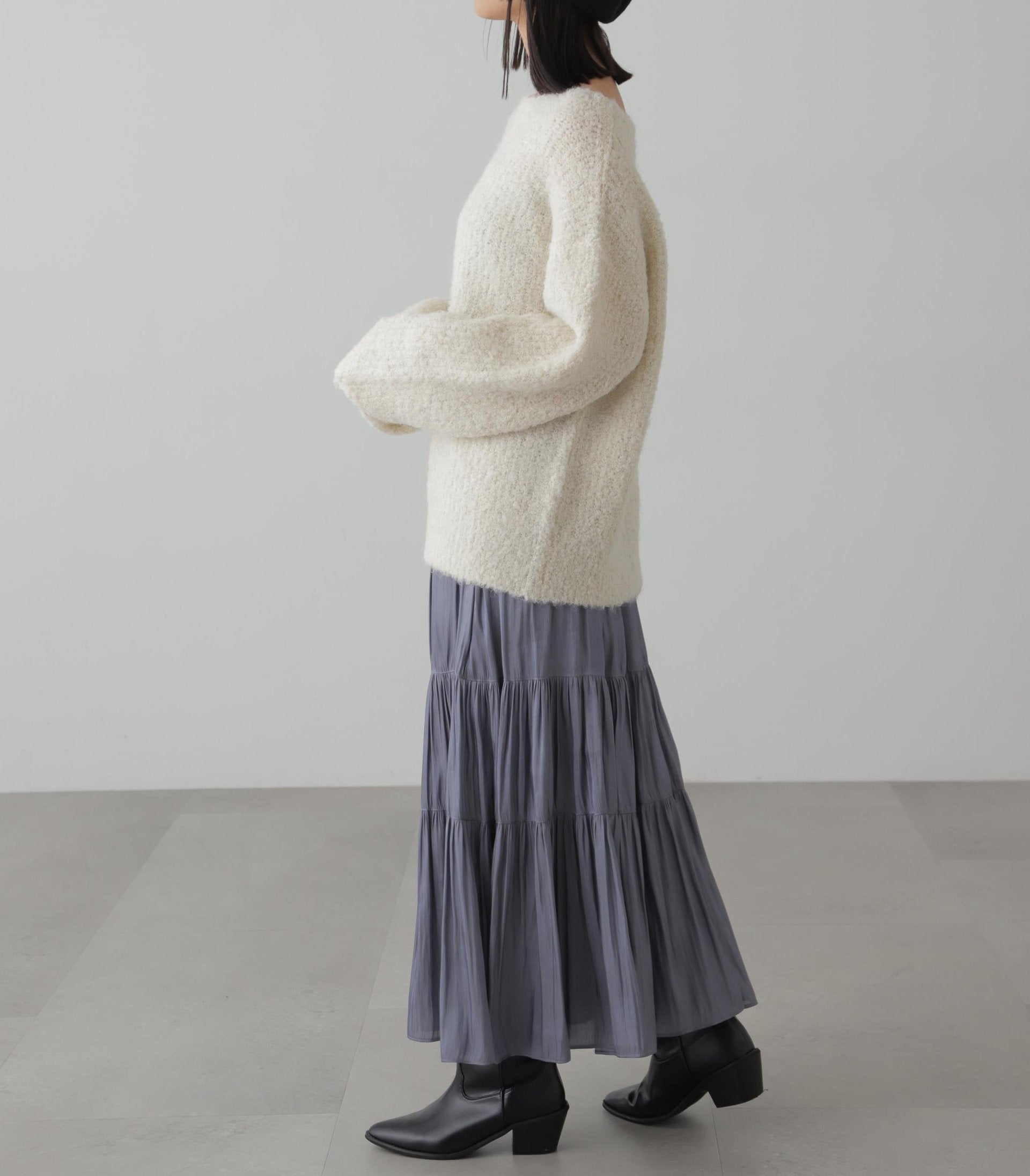 シャイニーティアードスカート ブルー