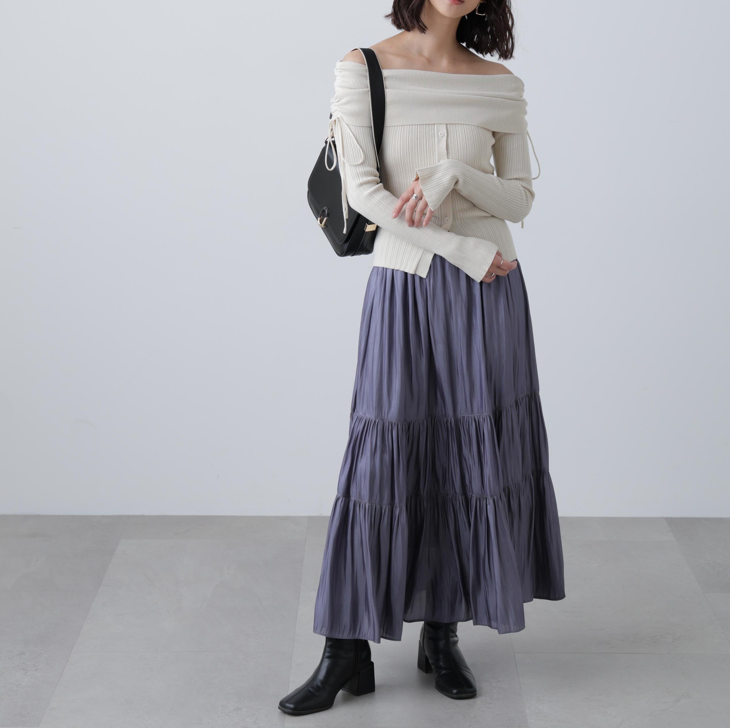 シャイニーティアードスカート ブルー