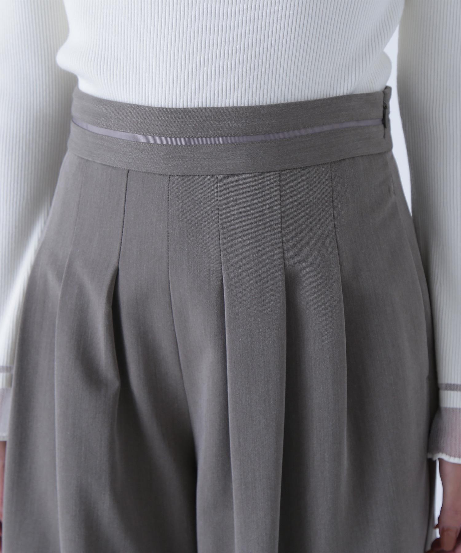 ウエストラインタックワイドパンツ ブラウン