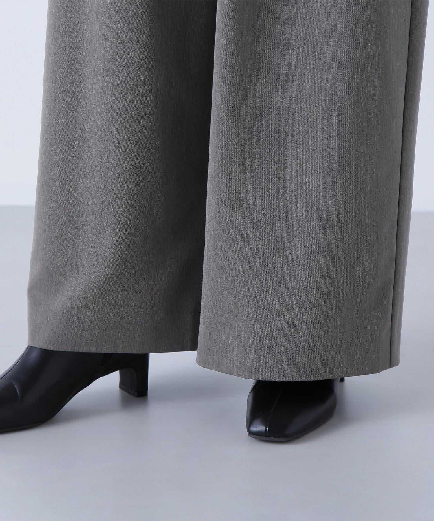 ウエストラインタックワイドパンツ ブラウン