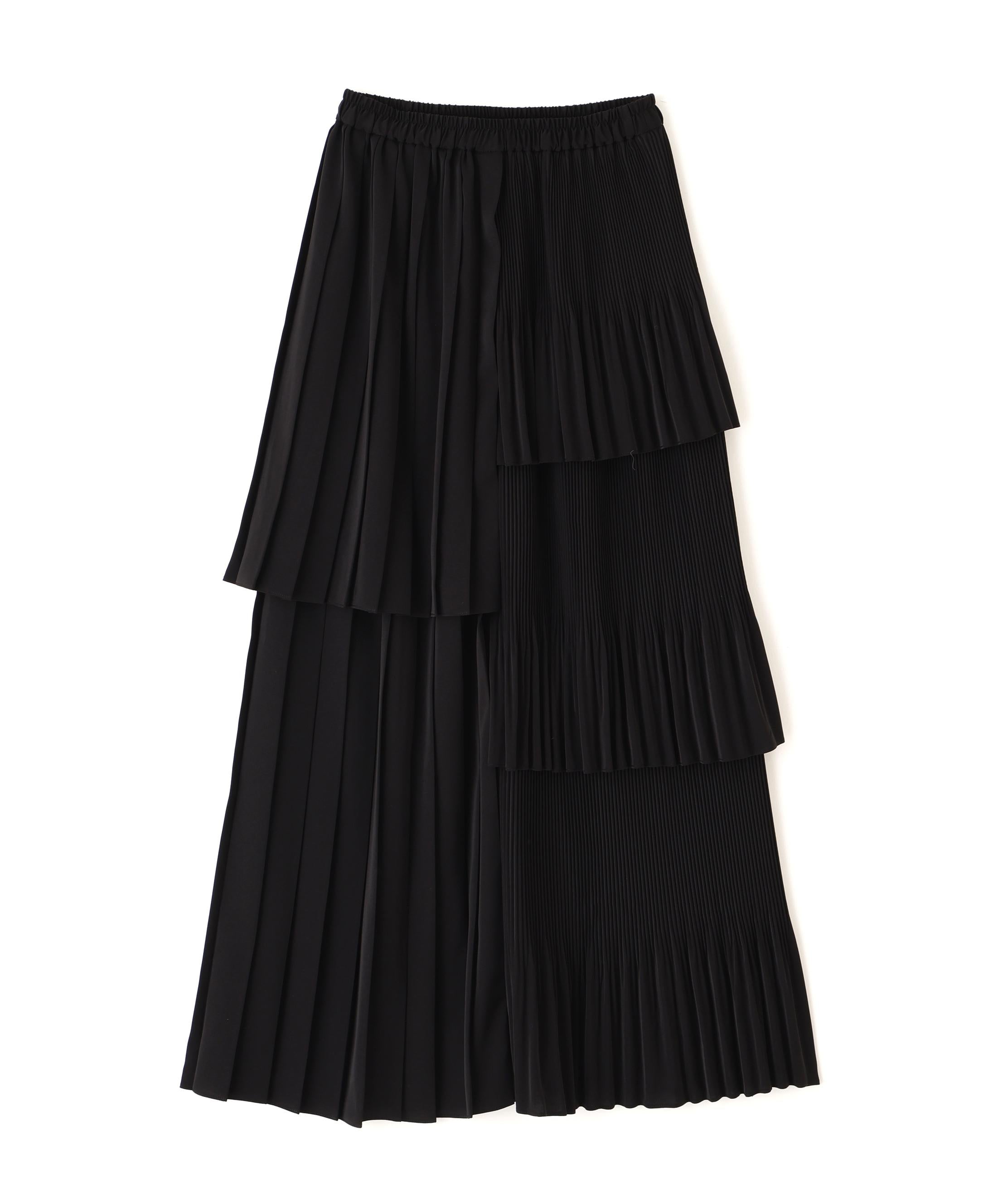 ランダムプリーツティアードスカート ブラック
