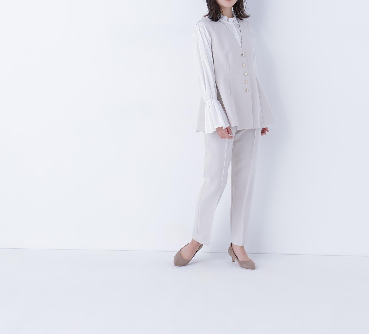 フロントボタンペプラムジレ SETUP オフベージュ