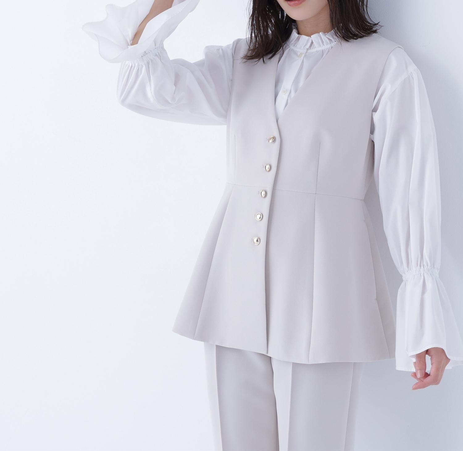 フロントボタンペプラムジレ SETUP オフベージュ