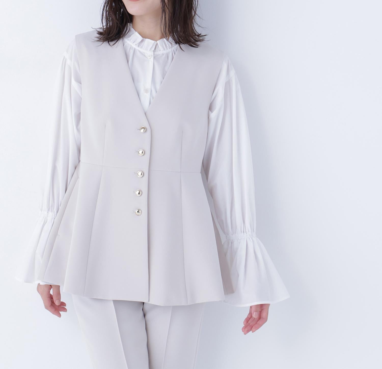 フロントボタンペプラムジレ SETUP オフベージュ