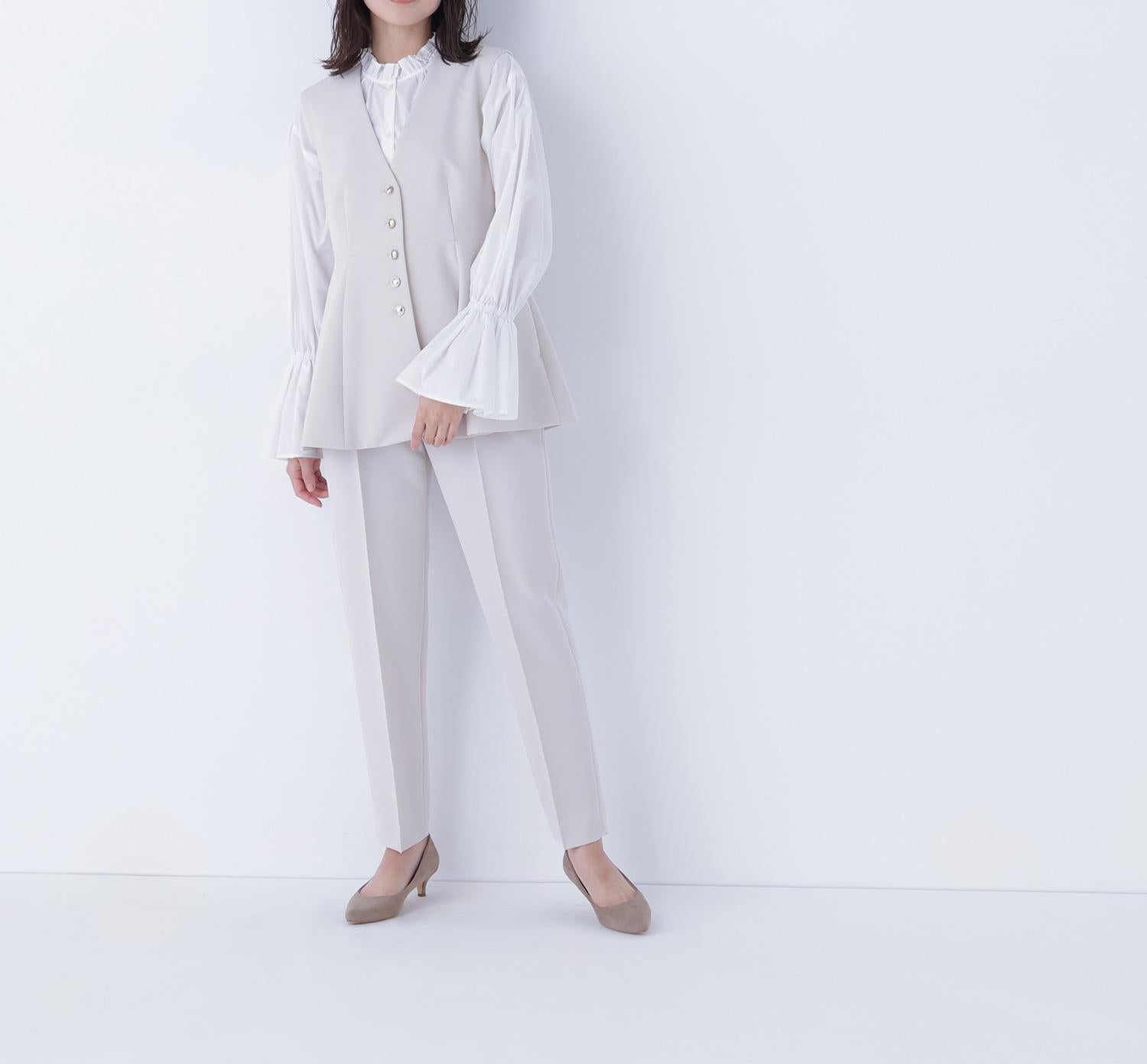 フロントボタンペプラムジレ SETUP オフベージュ