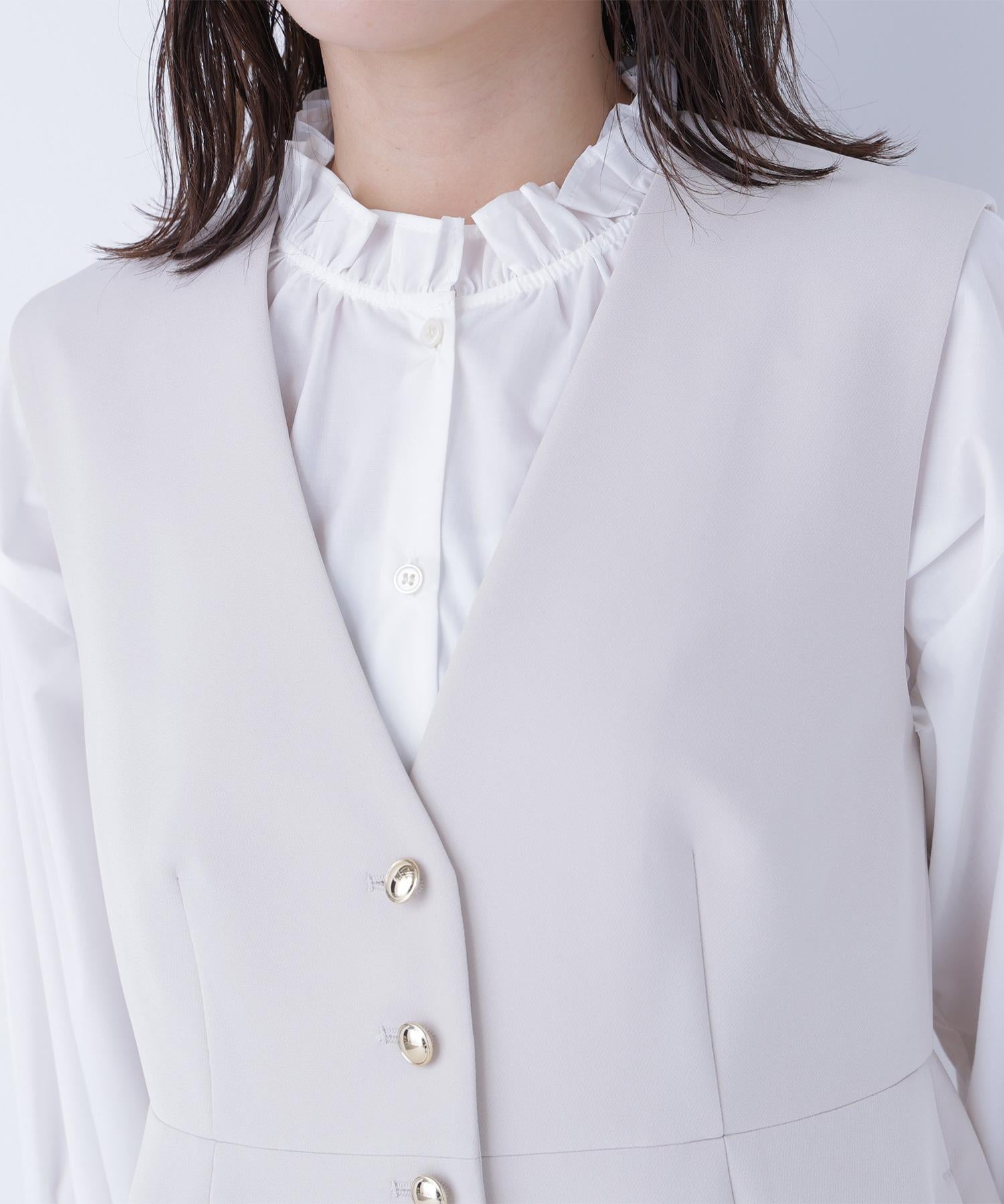 フロントボタンペプラムジレ SETUP オフベージュ