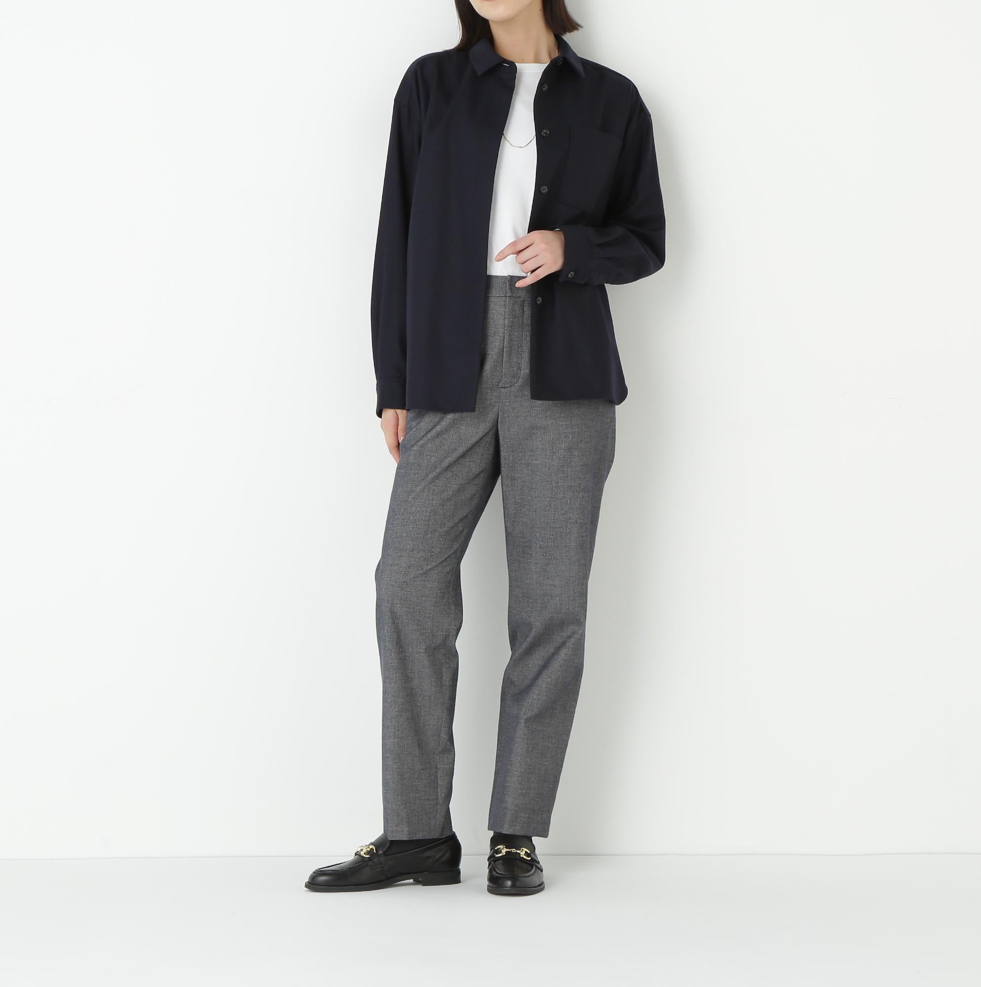 ピケスエードスリムストレートパンツ ネイビー