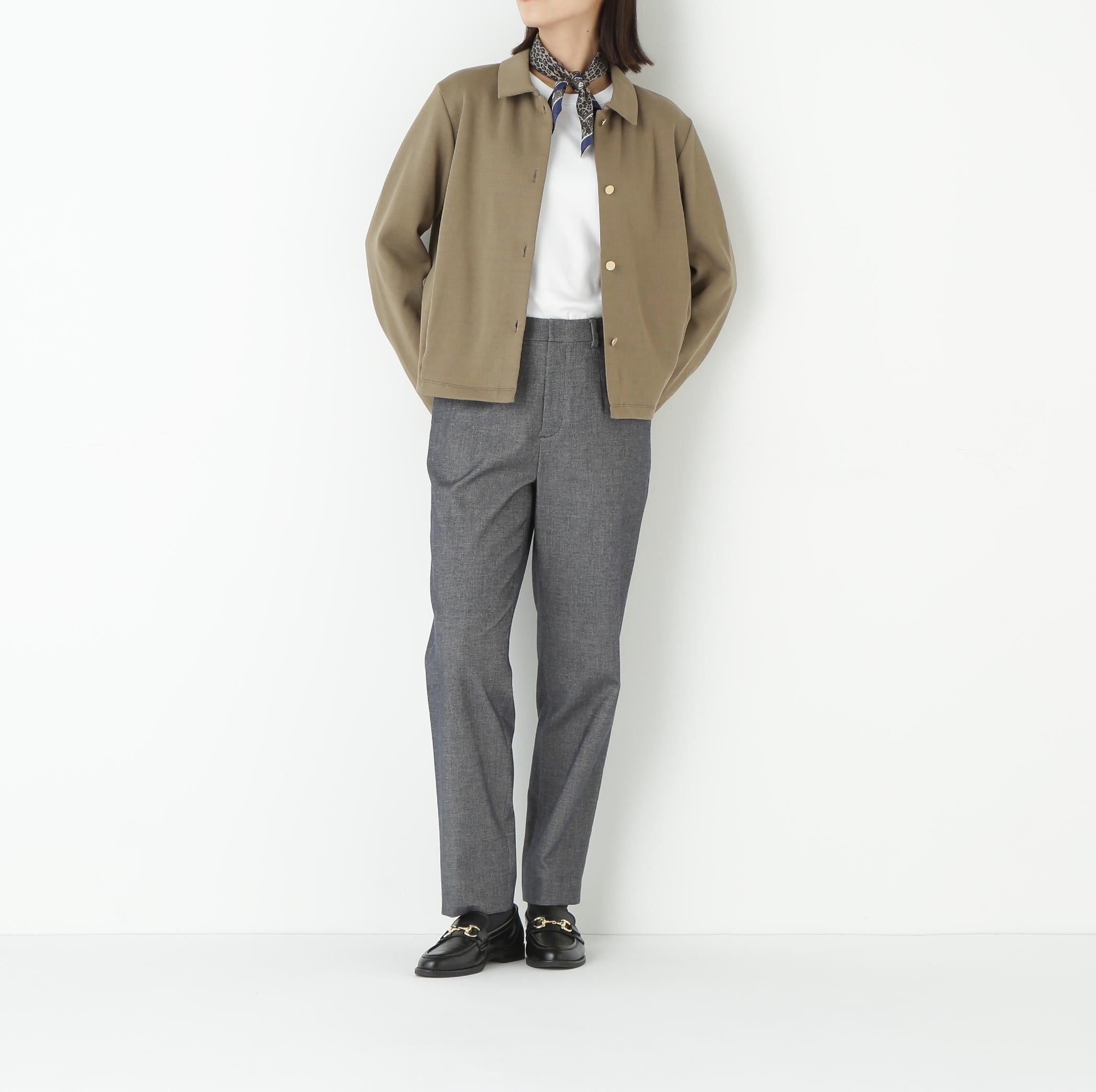 ピケスエードスリムストレートパンツ ネイビー