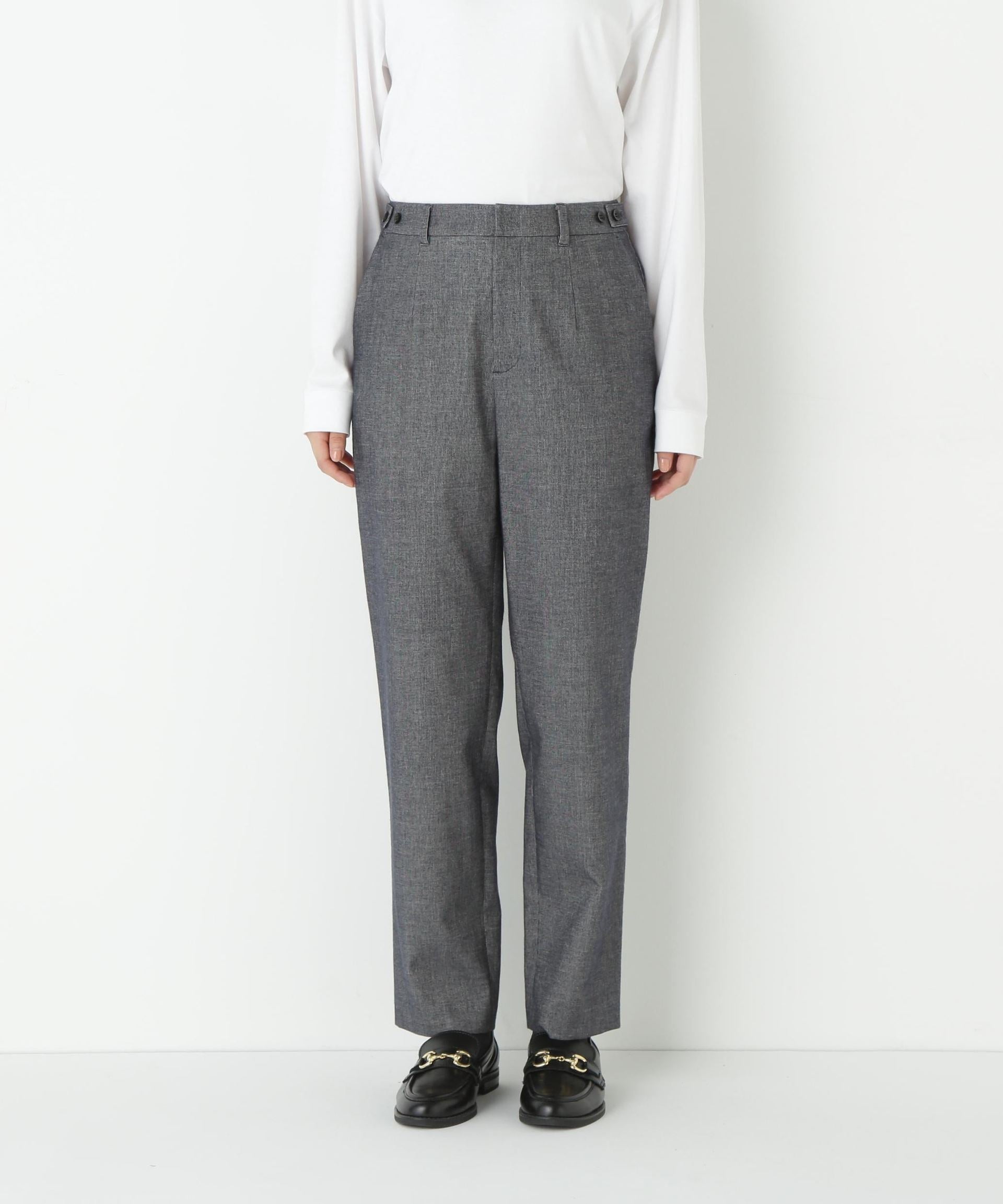 ピケスエードスリムストレートパンツ ネイビー