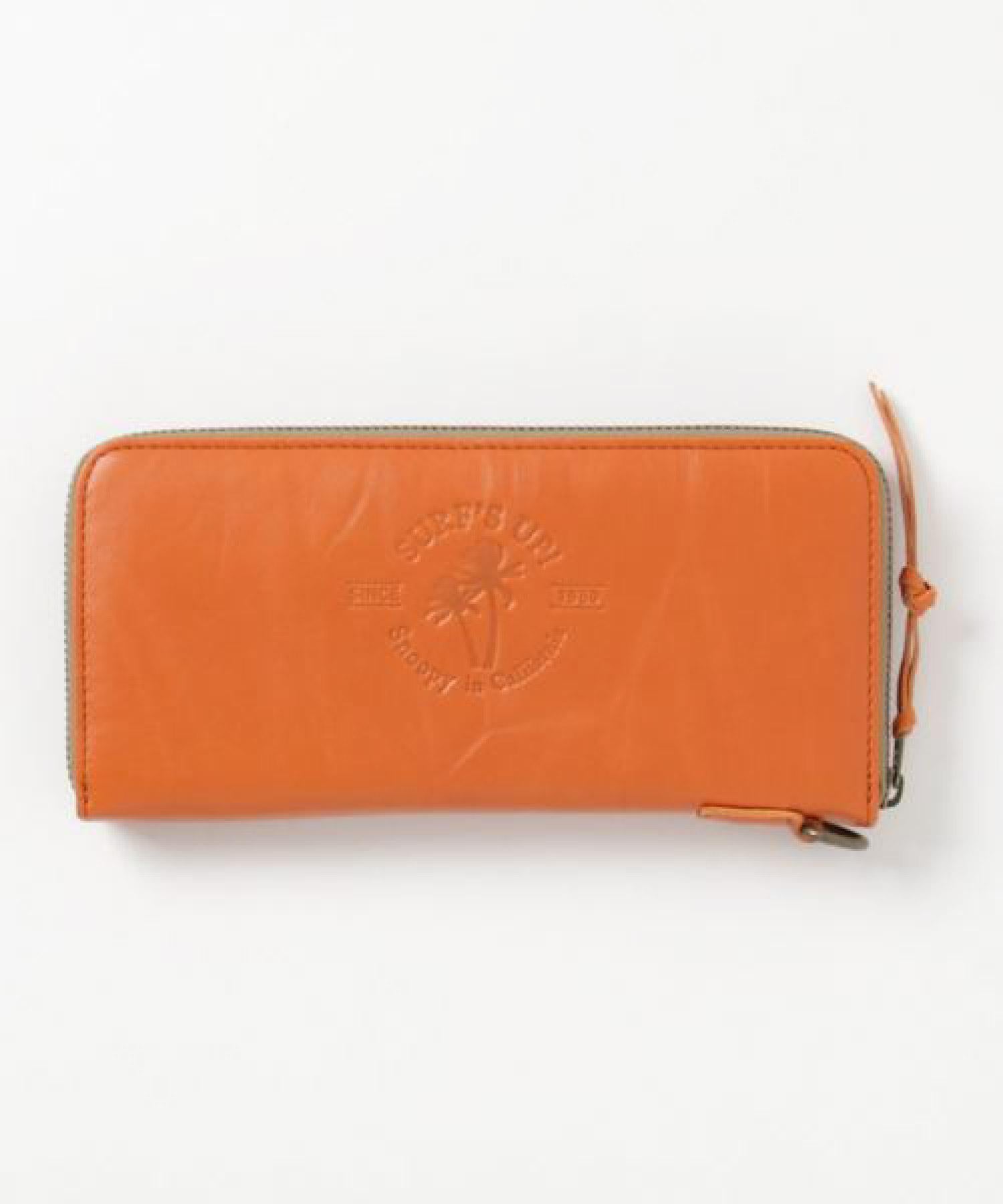 PEANUTS/スヌーピー/California Dream 革製 長財布 オレンジ
