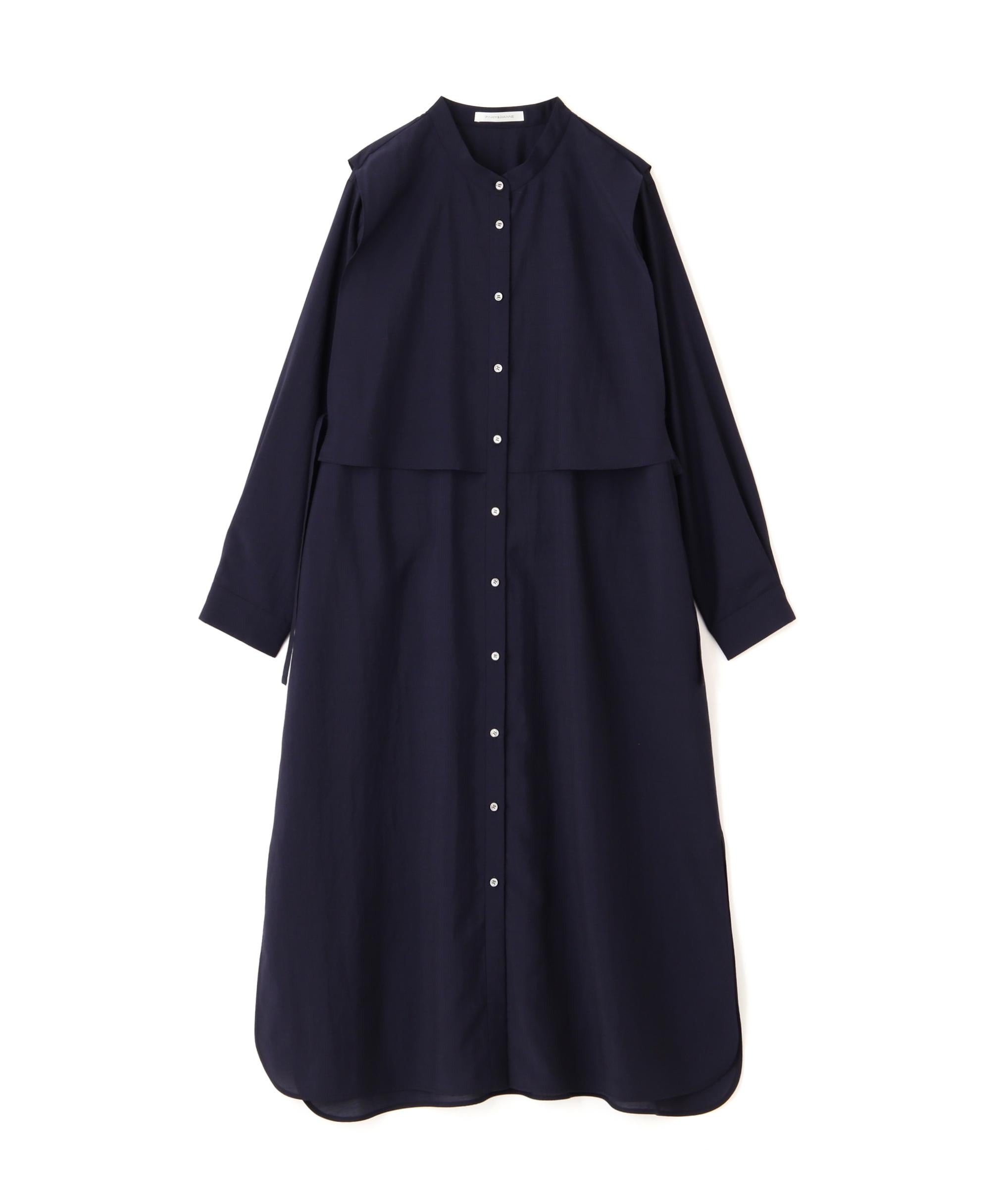 ◆レイヤードシャツワンピース ネイビー