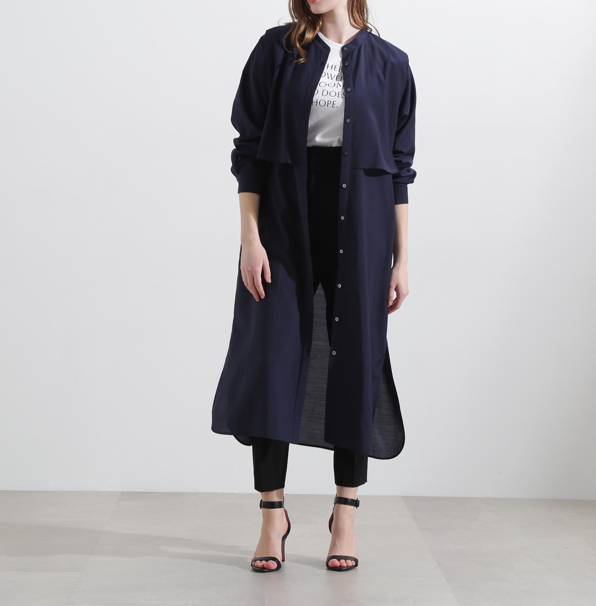 ◆レイヤードシャツワンピース ネイビー