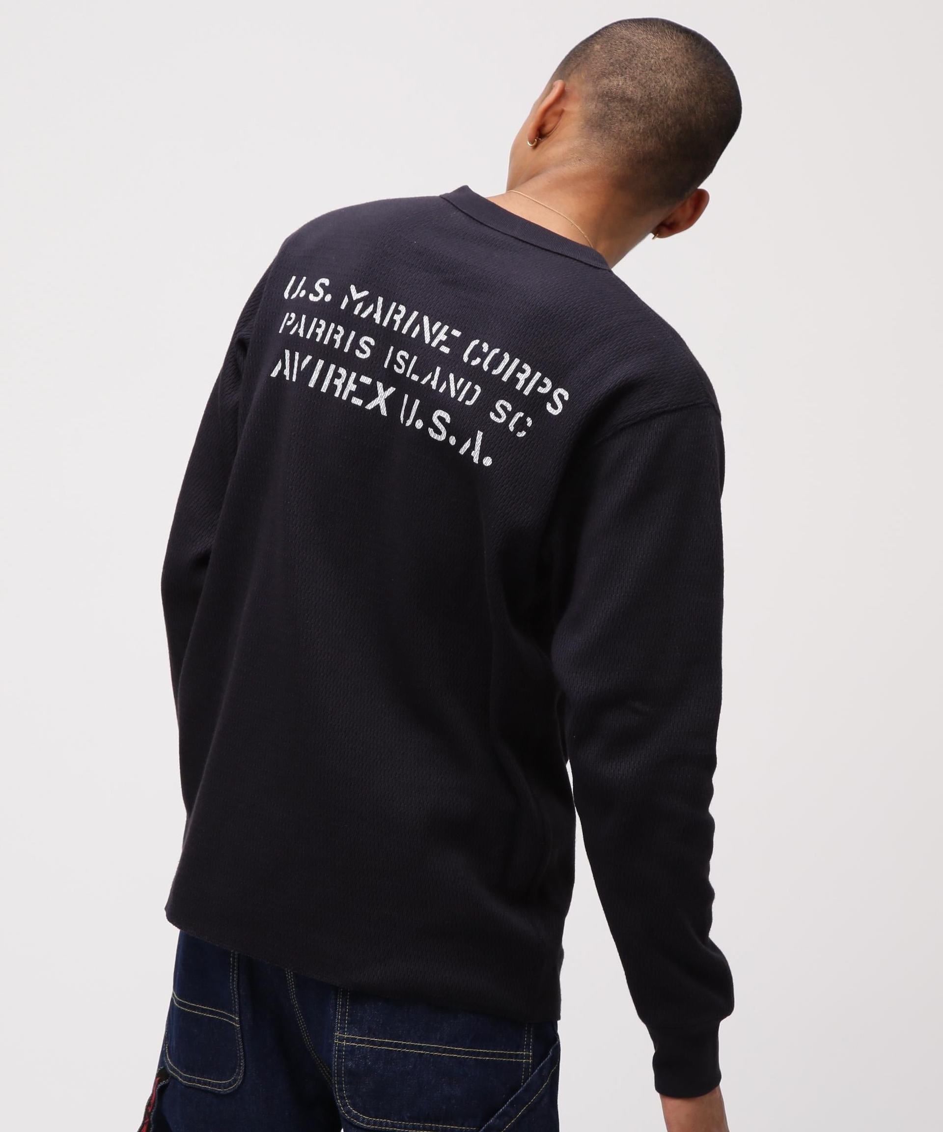 《WEB&DEPOT限定》STENCIL HONEYCOMB WAFFLE L/S T-SHIRT ネイビー