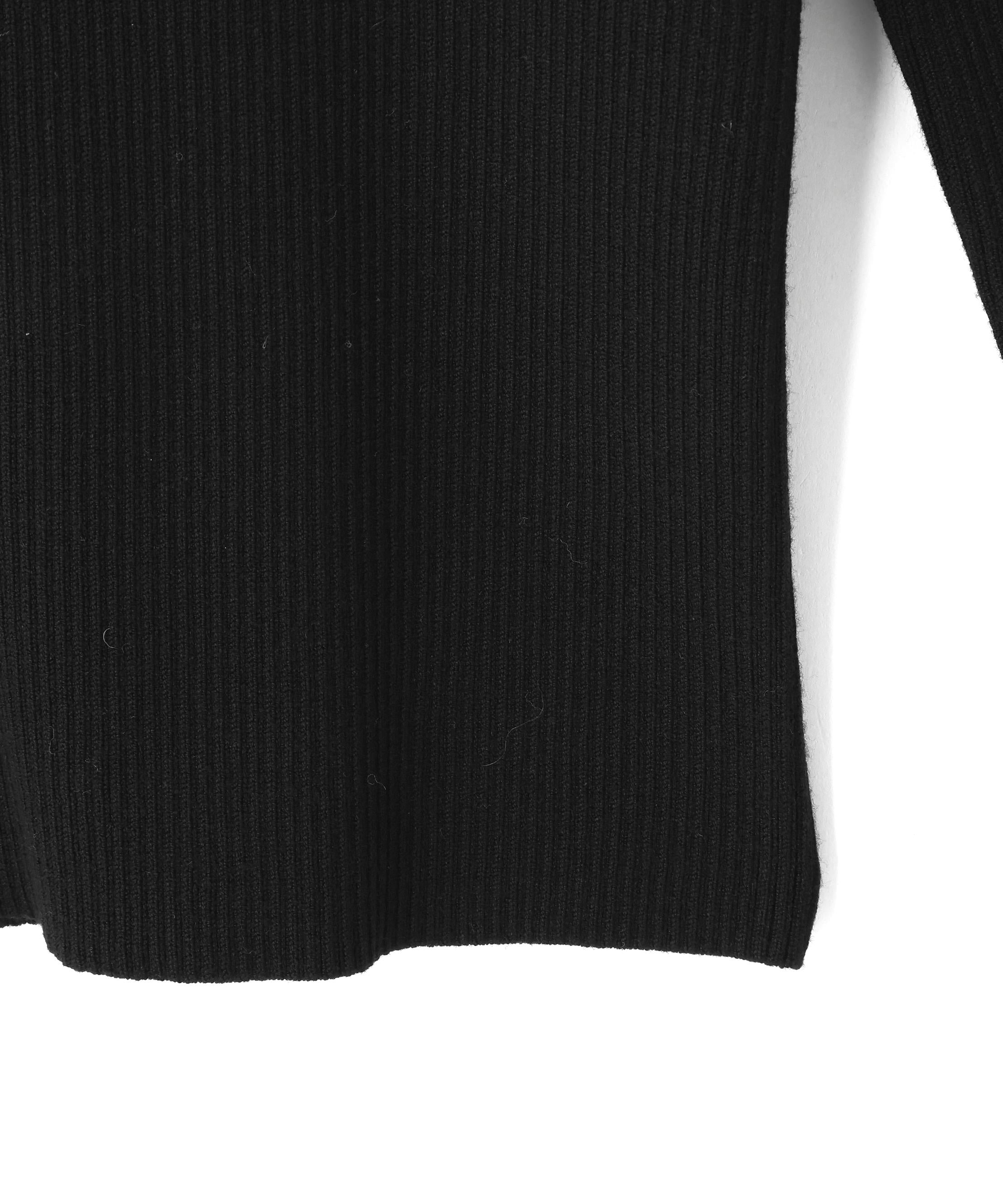 肩リボン配色ニット ブラック