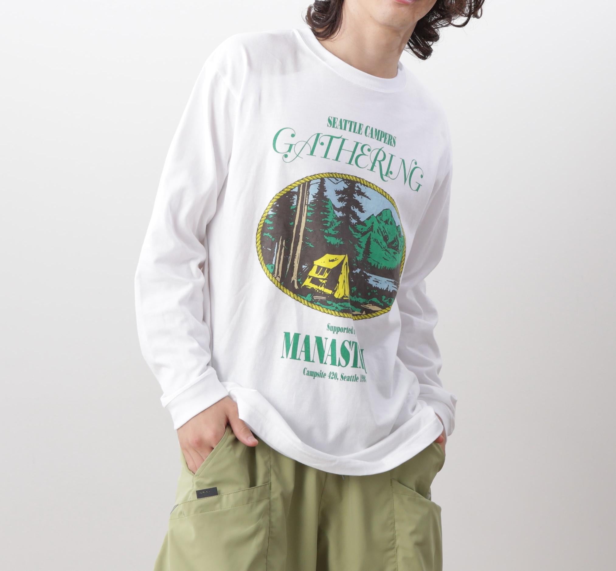 MANASTASH/マナスタッシュ/ L/S TEE CAMPE>S GATHE>ING ホワイト