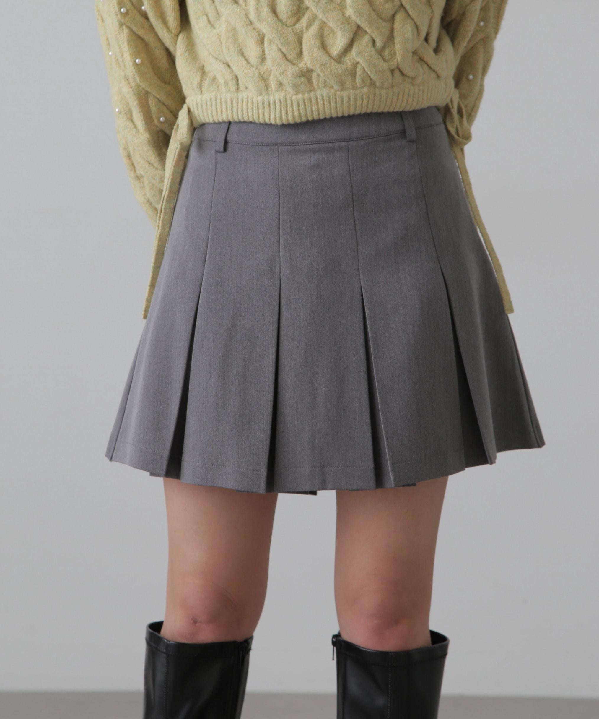 インナーパンツ付プリーツミニスカート グレー
