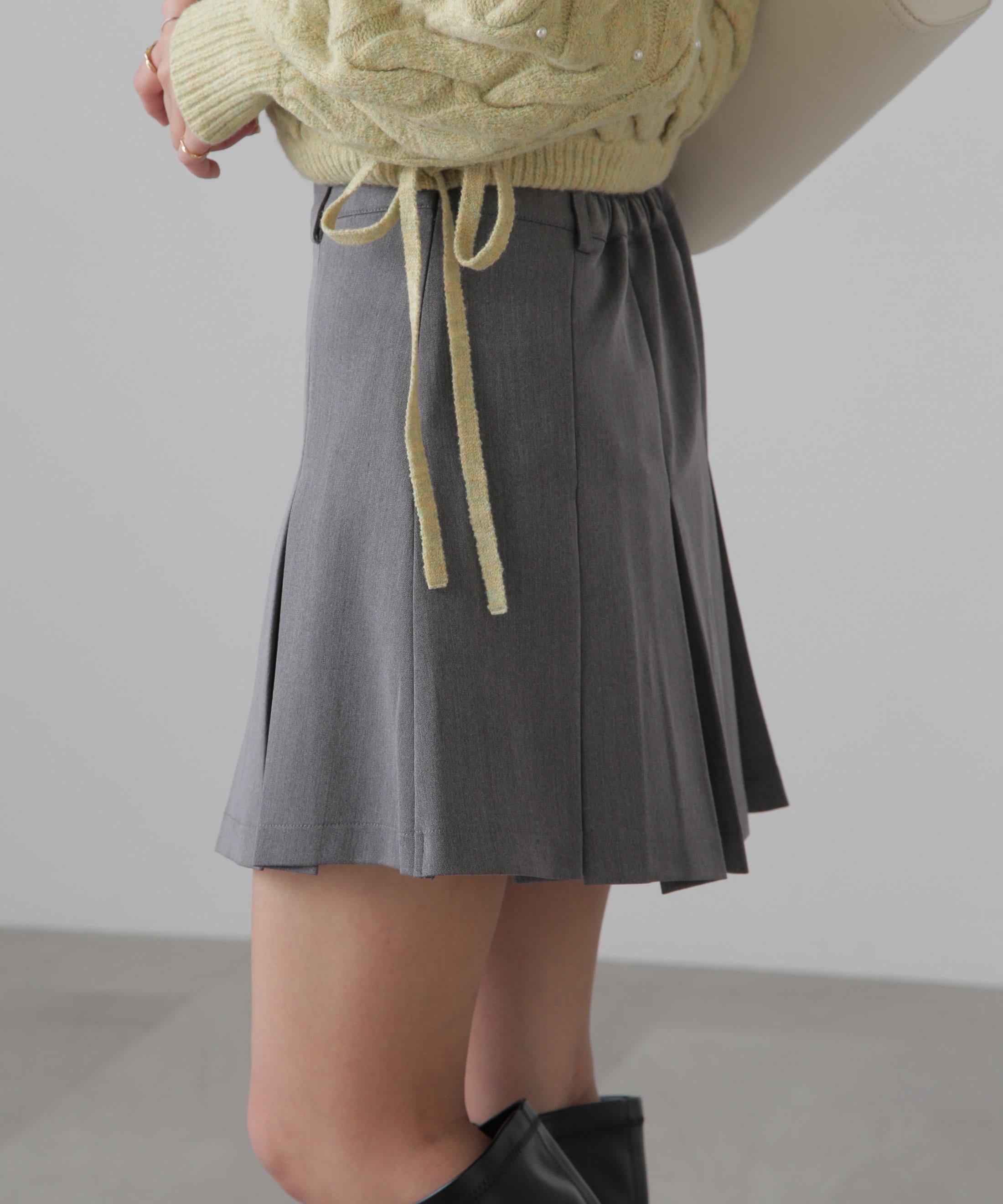 インナーパンツ付プリーツミニスカート グレー