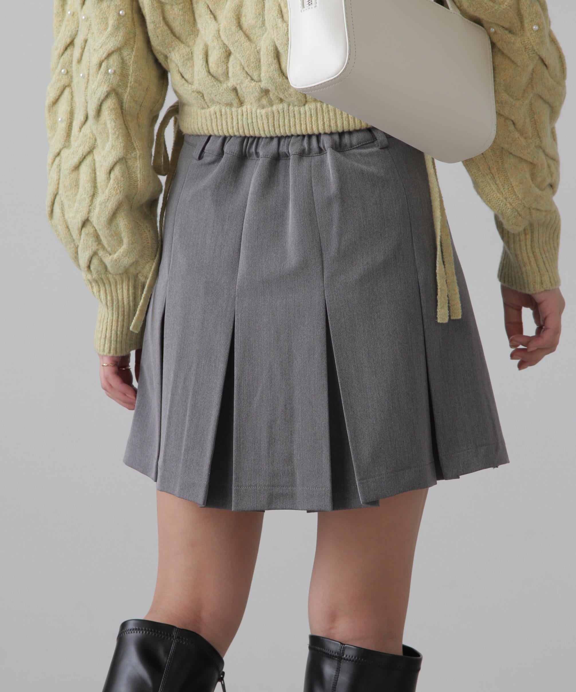 インナーパンツ付プリーツミニスカート グレー