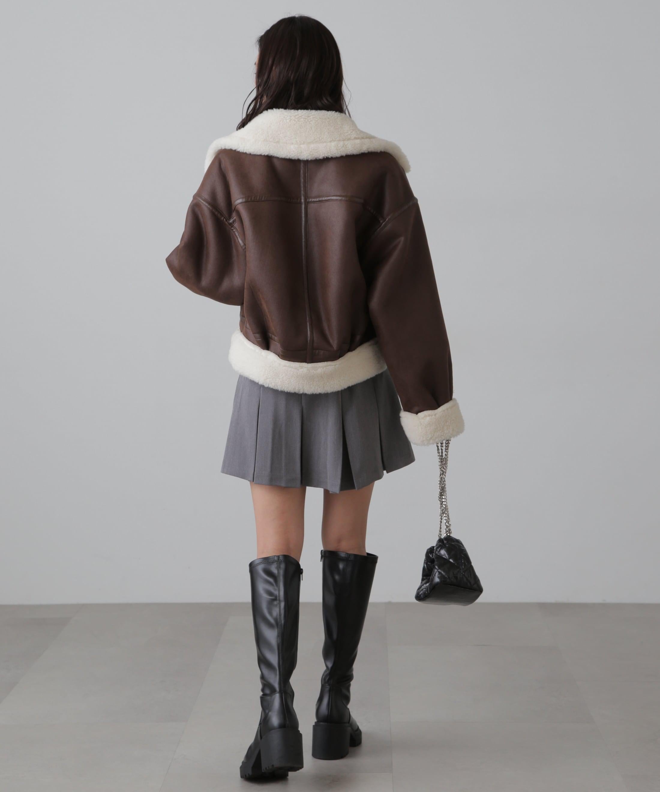 インナーパンツ付プリーツミニスカート グレー