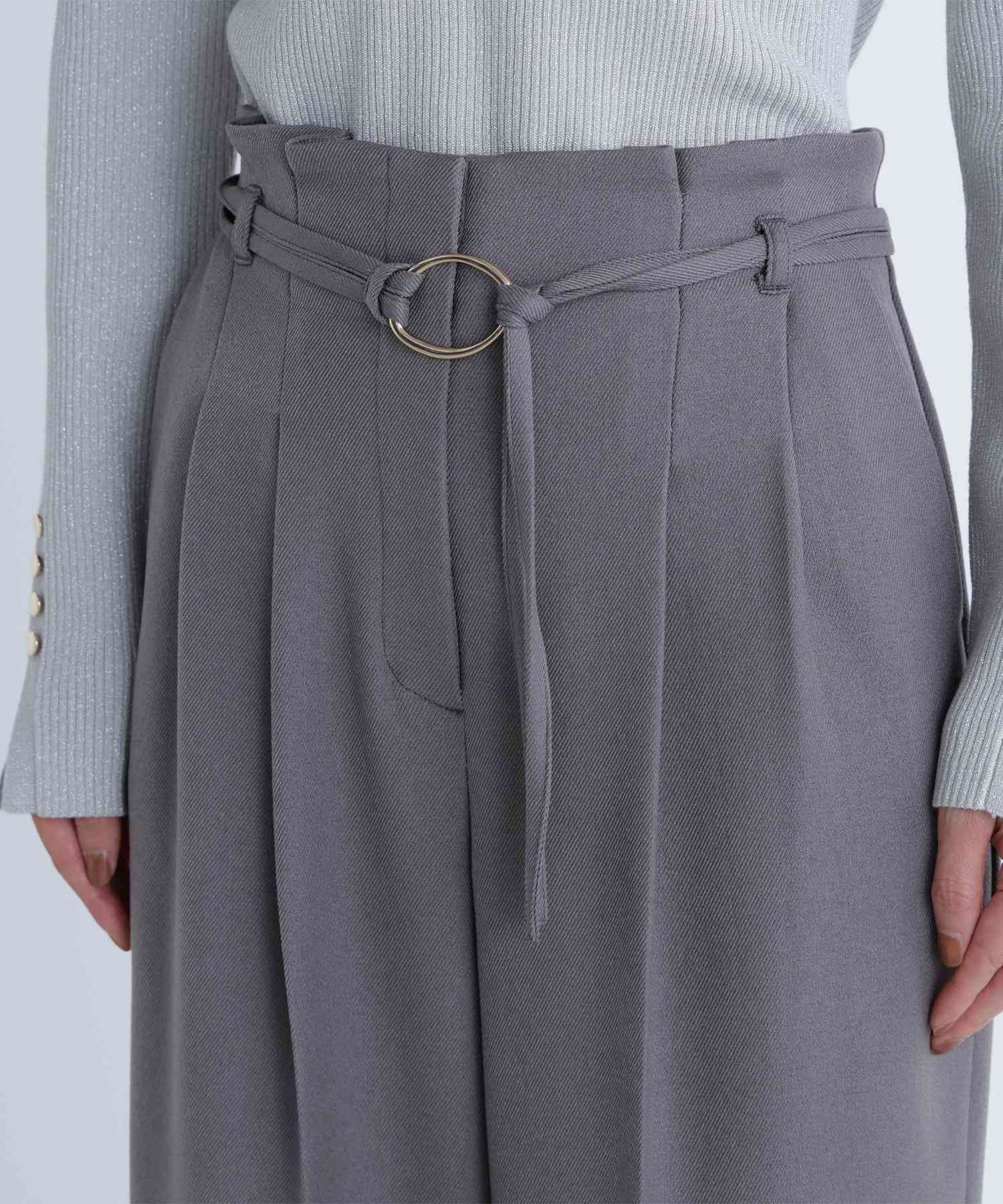 ダブルベルトワイドパンツ ウォームグレー